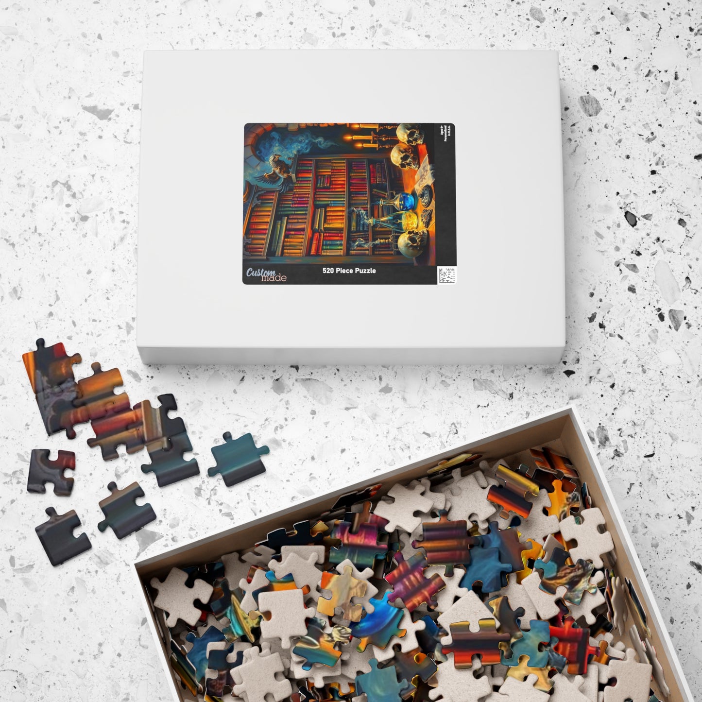 Enigmatic Library Jigsaw Puzzle - Mystical Artwork for Book Lovers, Halloween Home Decor, Family or Solo Fun, Holiday Birthday Gifts