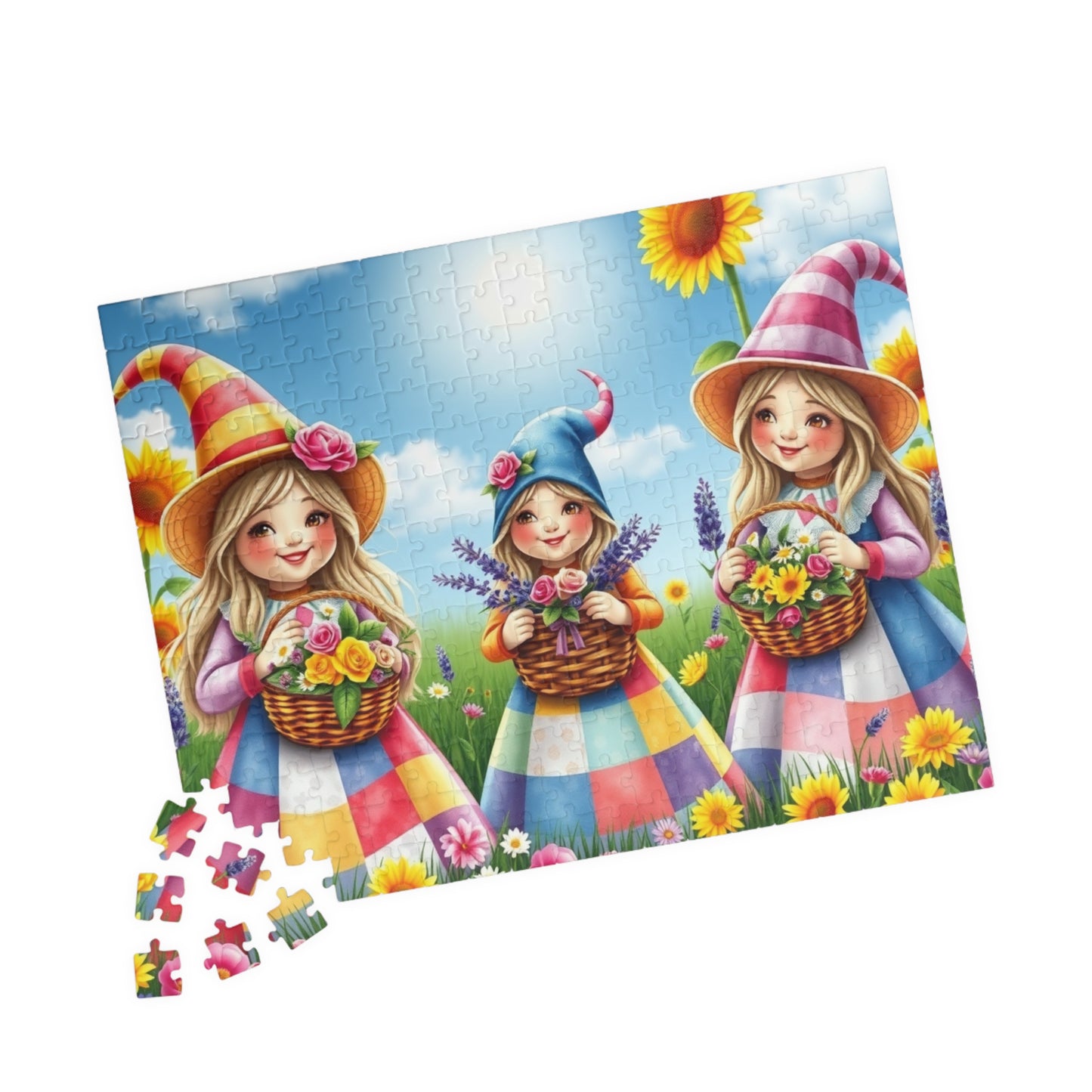 Flower Festival Gnome Puzzle - Spring Themed Mythical Jigsaw Game 252 pcs (Horizontal) Puzzle The Puzzle Chest