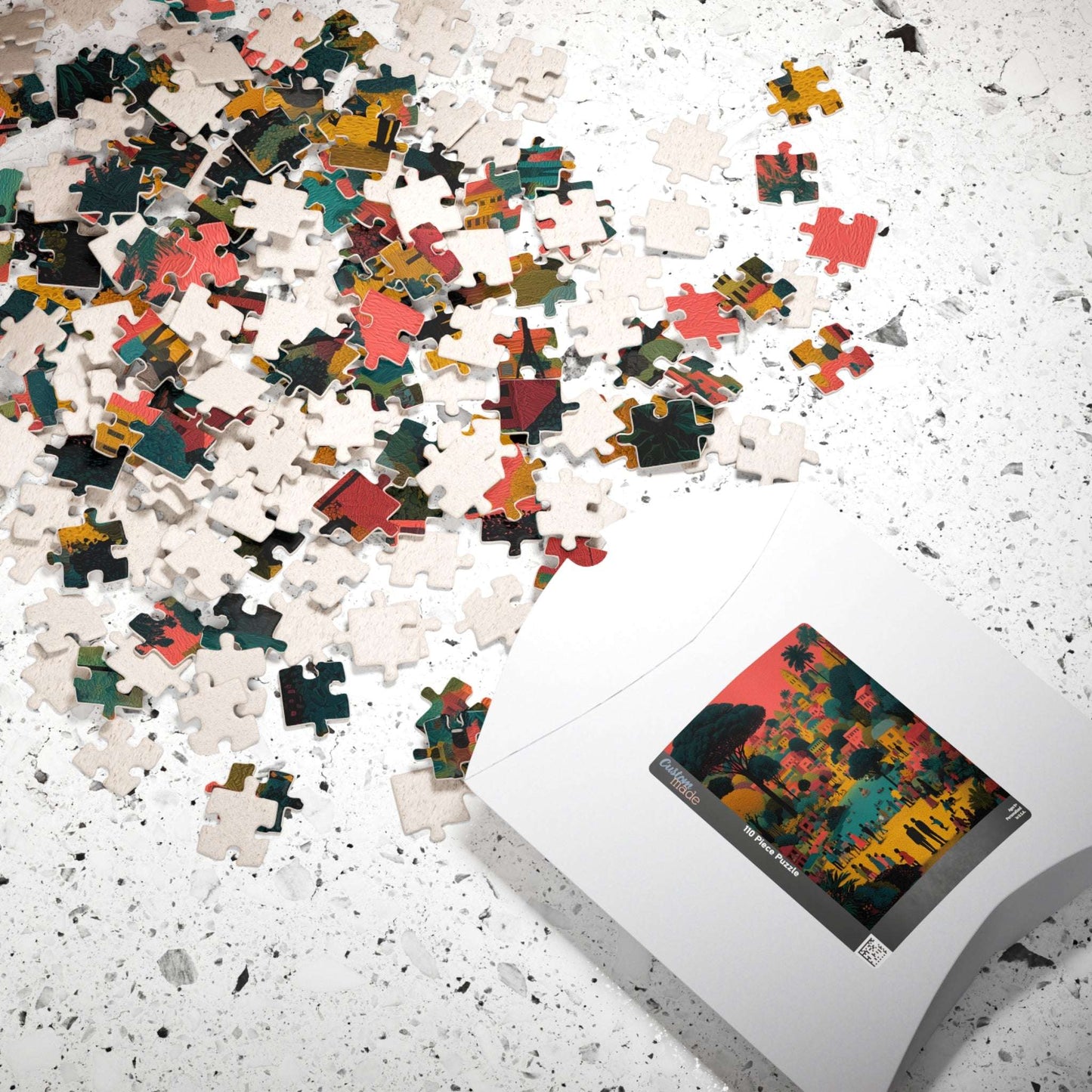 Afrocentric Black Art Jigsaw Puzzle - Vibrant Cityscape with African American Families and Children Playing Puzzle The Puzzle Chest