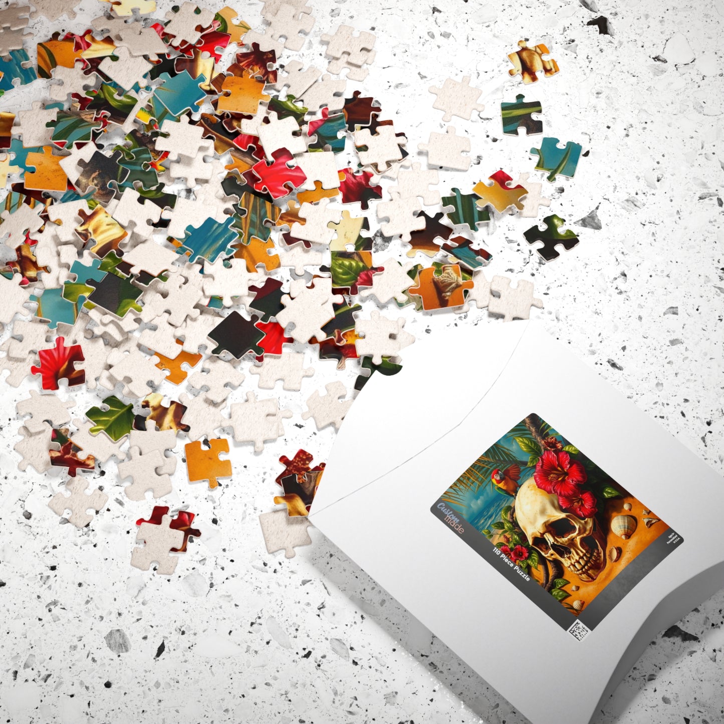 Tropical Skull Artwork Puzzle, 110-1014 Pieces, Beach Scene, Unique Gift for Puzzle Lover, Fun Family Activity, Summer Vibe, Brain Teaser Puzzle The Puzzle Chest