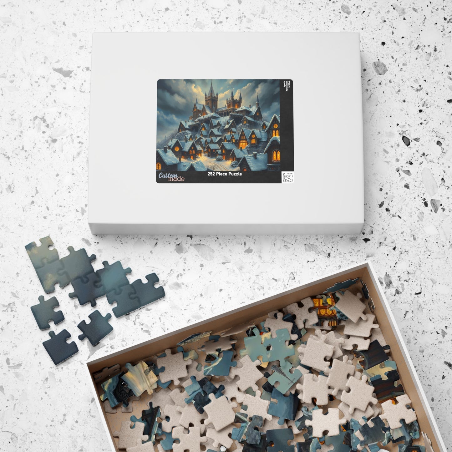 Gothic Hearths Winter Village Jigsaw Puzzle, Gothic Art Print of Enchanting Winter Castle, Puzzle Lover Gift for Dark Fantasy Enthusiasts Puzzle The Puzzle Chest