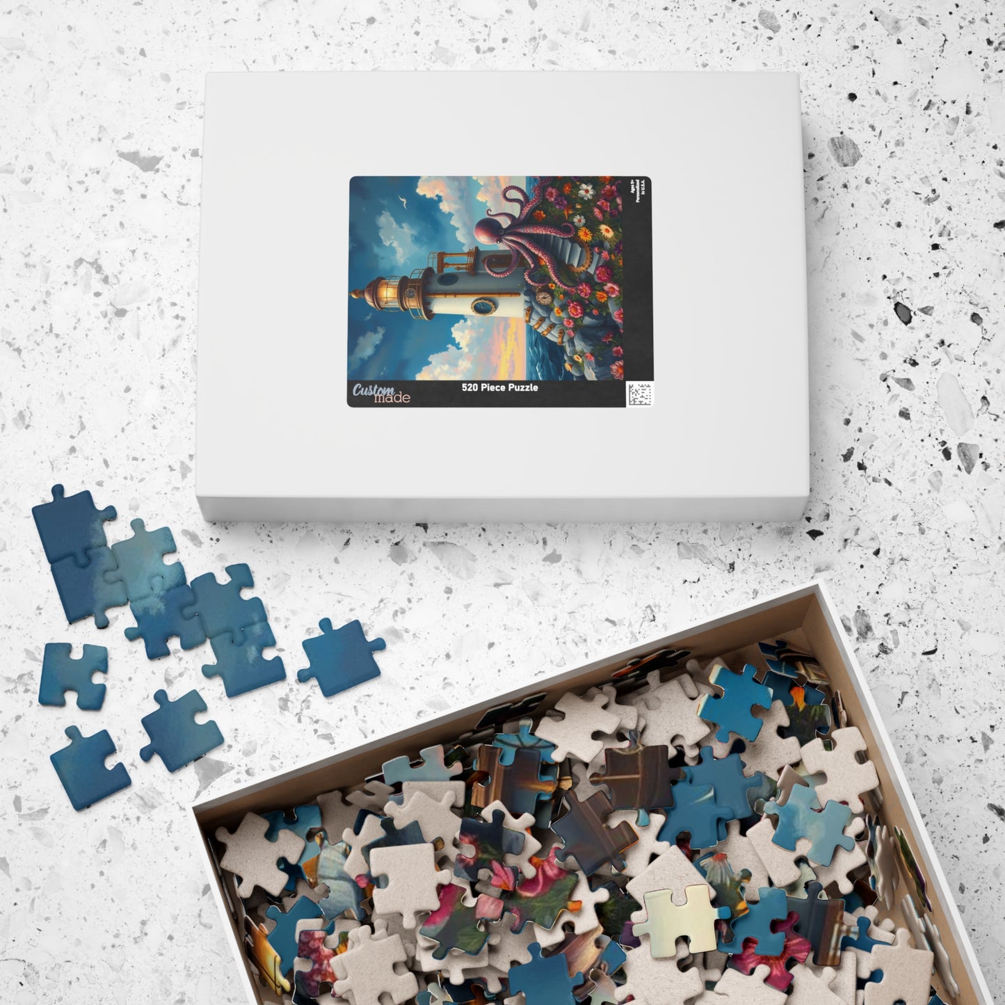 Whimsical Octopus Lighthouse Puzzle, 110 252 520 1014-piece Steampunk Animal Jigsaw, Fun Gift for Ocean Lovers, Family Game Night, Nautical Puzzle The Puzzle Chest
