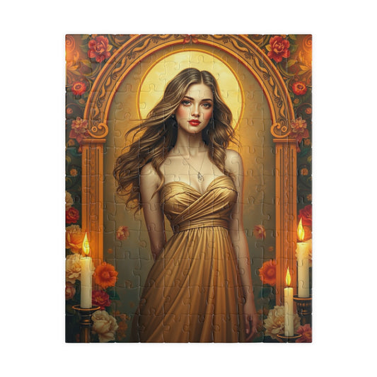 Beautiful Woman Portrait Jigsaw Puzzle, Elegant Art Floral Vintage Design, Romantic Decorative Scene for Puzzle Enthusiast, Best Unique Gift 110 pcs (Vertical) Puzzle The Puzzle Chest