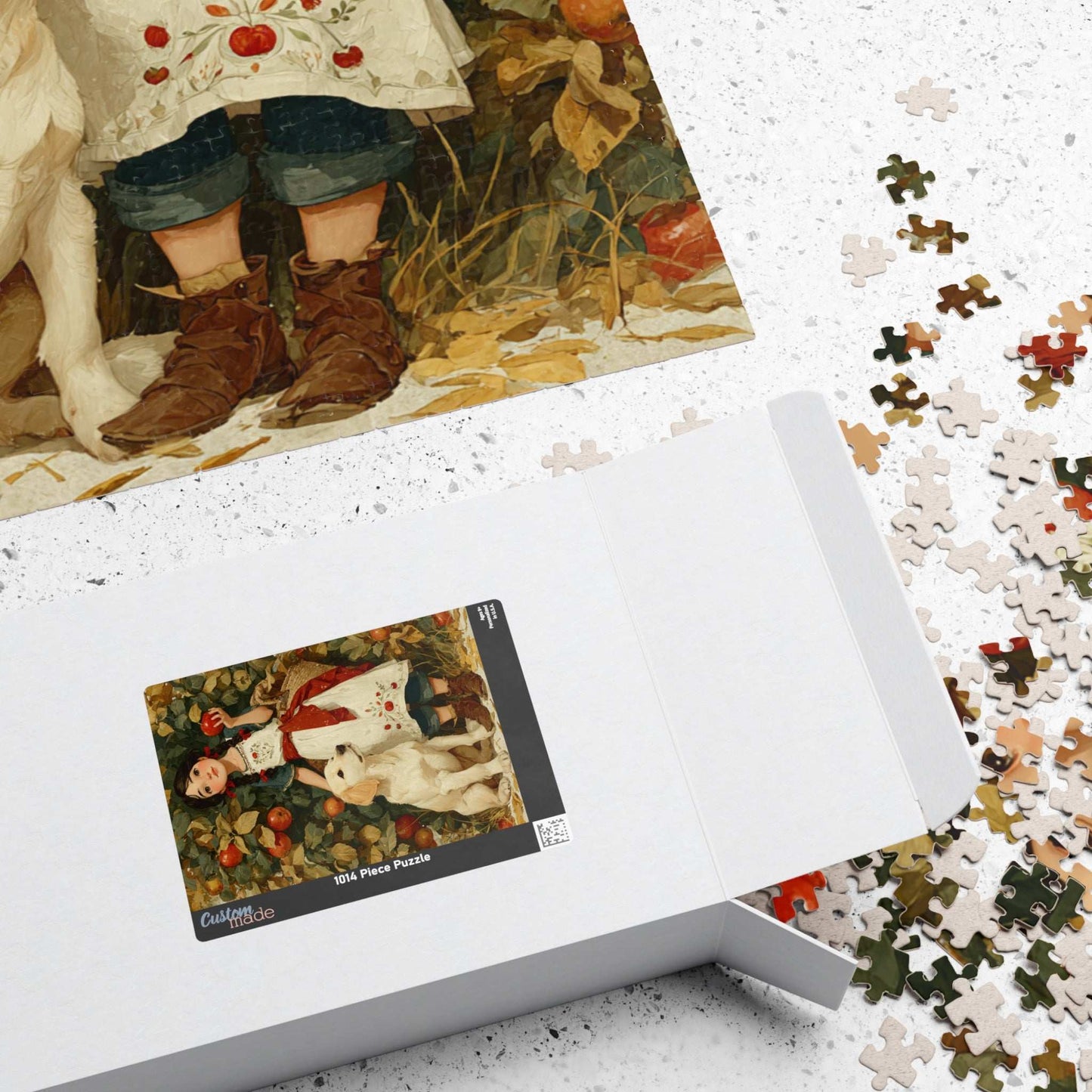 Autumn Orchard Jigsaw Puzzle - Brunette Girl and Dog, Apple Picking Game for Family Night or Solo Fun, Gift, Brain Teaser Puzzle The Puzzle Chest