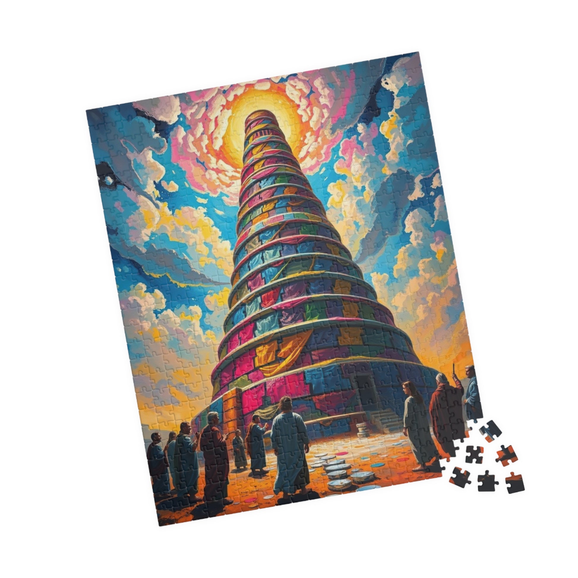 Colorful Tower of Babel Puzzle, Faith Based Jigsaw Game, Mindfulness Activity, Gift for Adult, Challenging Family Fun Brain Teaser Puzzle The Puzzle Chest
