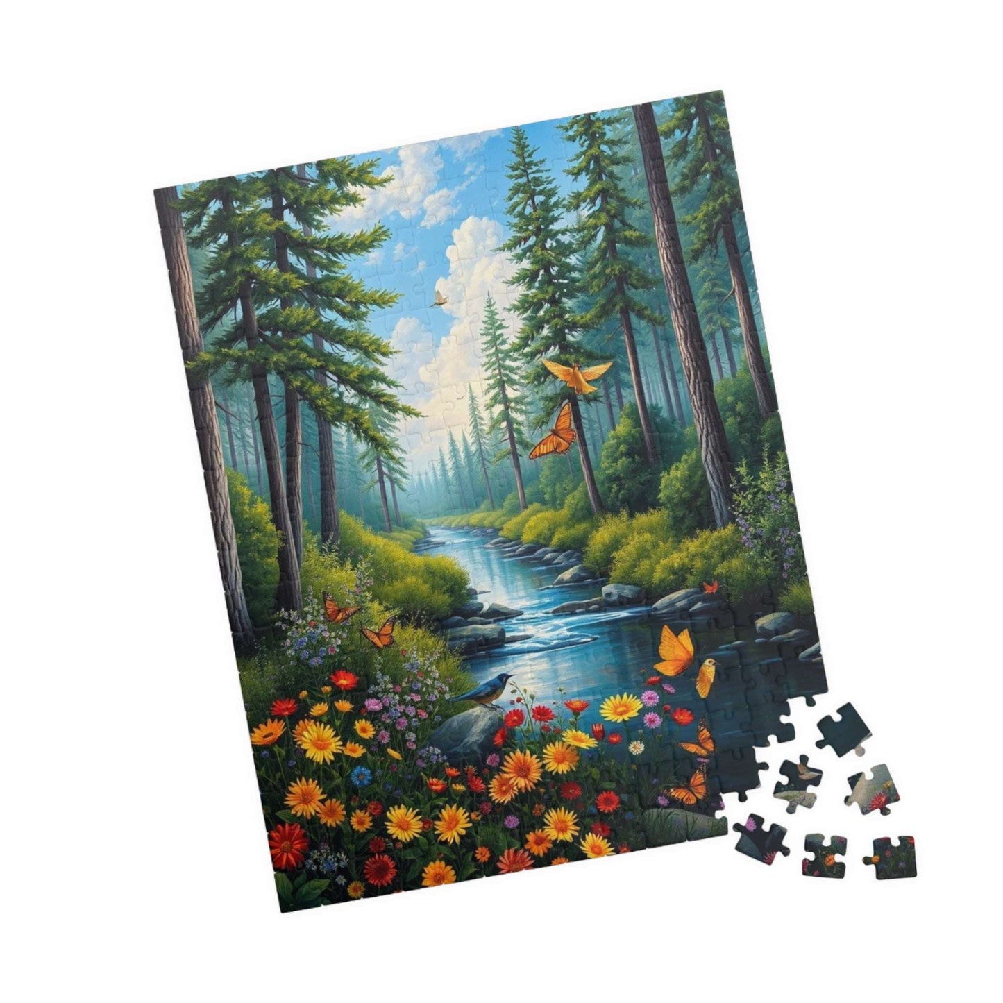 Nature Landscape Puzzle - Scenic Forest Butterflies, Relaxing Family Activity, Gift for Nature Lovers, Adult Jigsaw Game, Eco-Friendly Fun Puzzle The Puzzle Chest