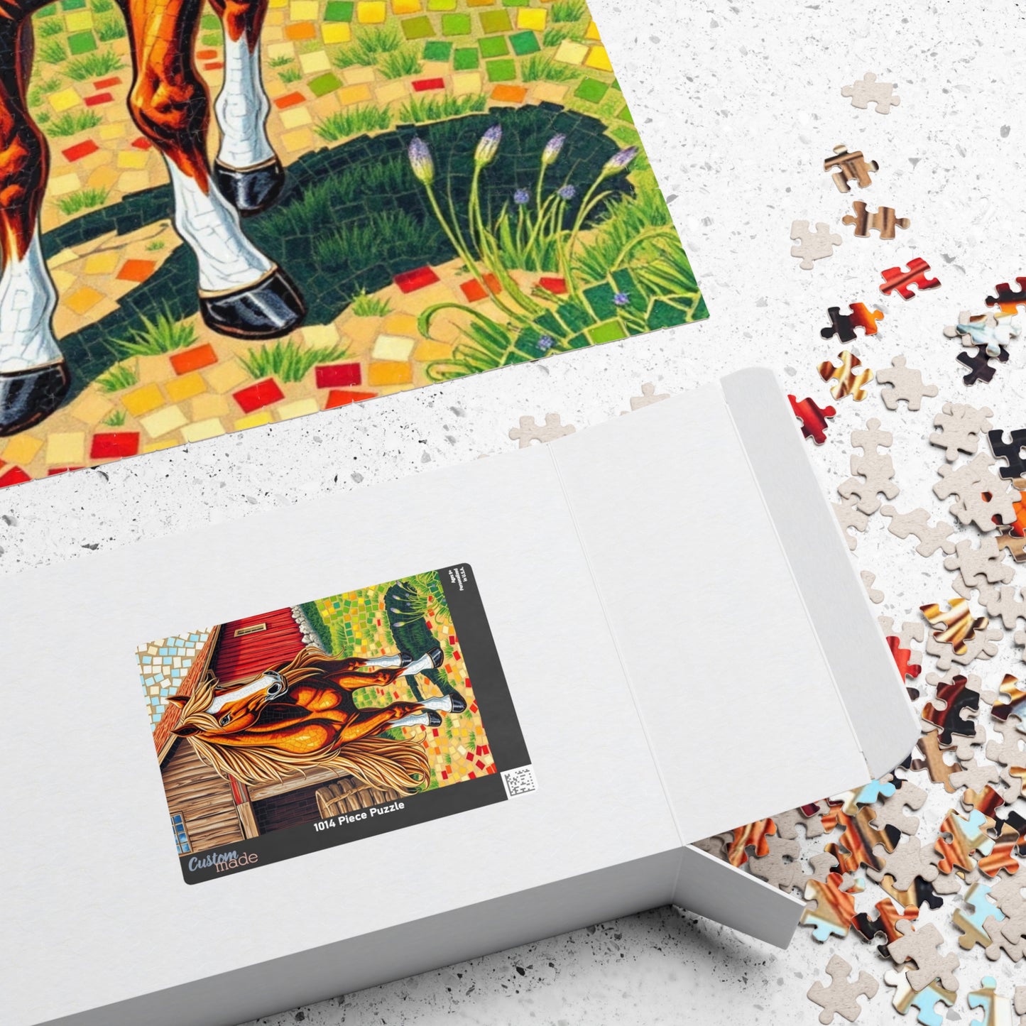 Flowing Mane Horse Puzzle, Cozy Barn Farmyard Scene, Mosaic Animal Art Jigsaw Game for Equestrian Fans, Best Unique Puzzle Fanatic Gift Puzzle The Puzzle Chest