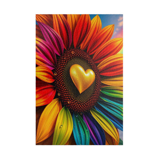 Pride in Bloom: Rainbow Sunflower Jigsaw Puzzle, LGBTQ+ Holiday Birthday Gift for Nature Lover, Family Time, and Celebrations 1014 pcs (Vertical) Puzzle The Puzzle Chest