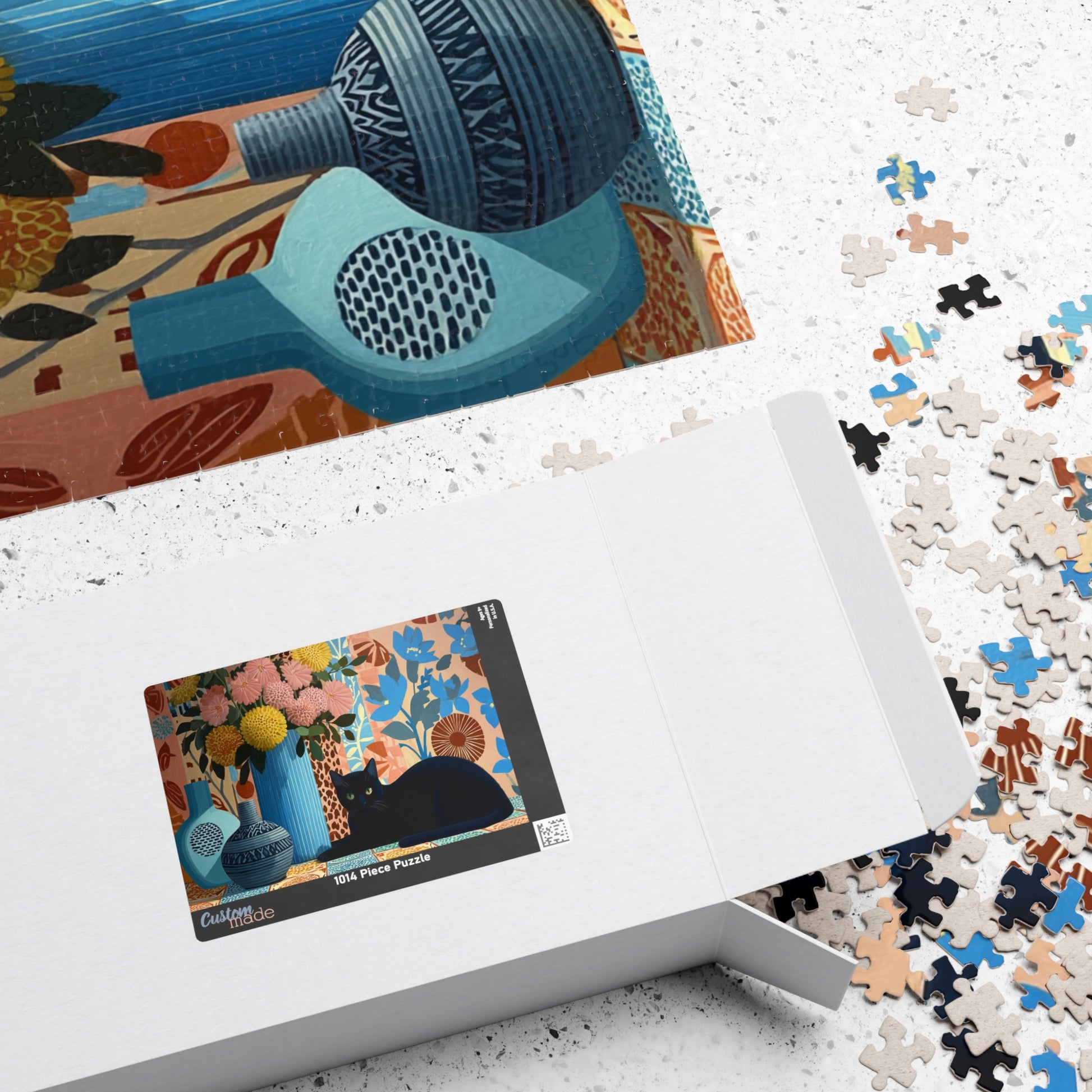 Cat with Blue Vase – Matisse-Inspired Fauvist Kitten Jigsaw Puzzle, Animal Theme Floral Cat Art Puzzle Puzzle The Puzzle Chest