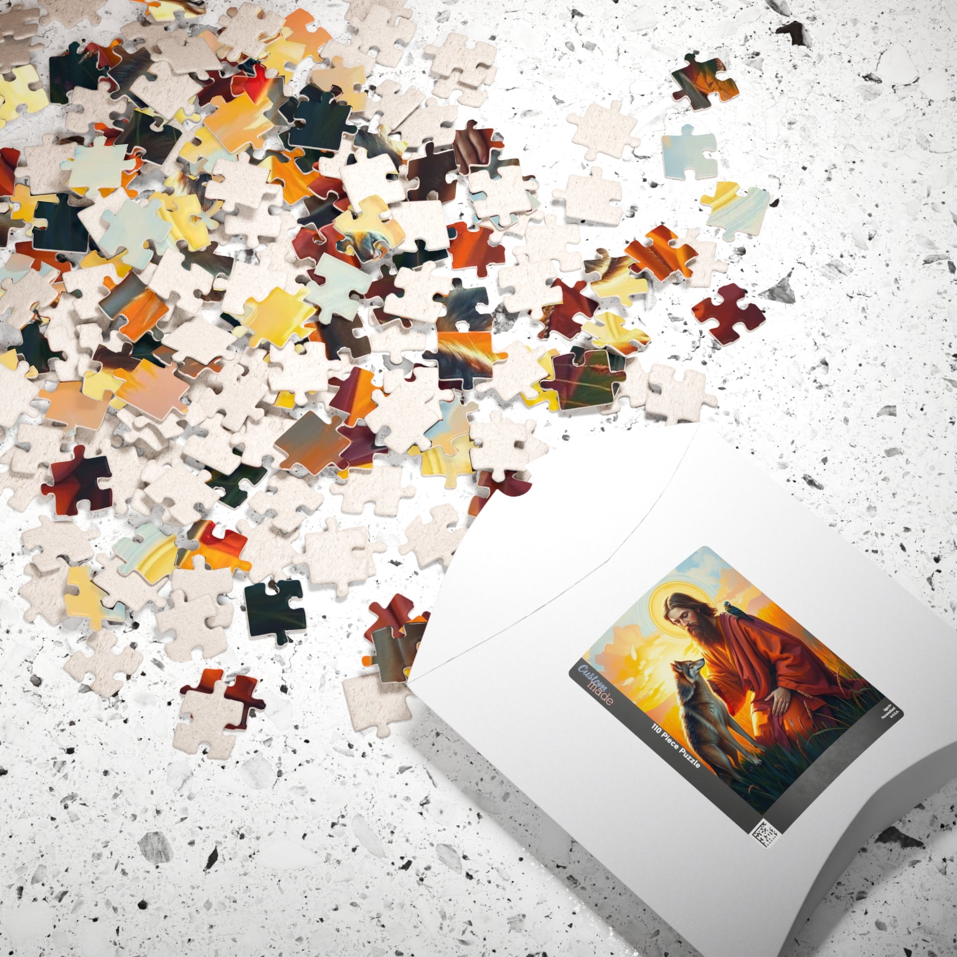Christian Jigsaw Puzzle - Saint Francis Blessing a Wolf, Religious Art, Meditation Activity, Gift for Catholics, Family Activity or Solo Fun Puzzle The Puzzle Chest