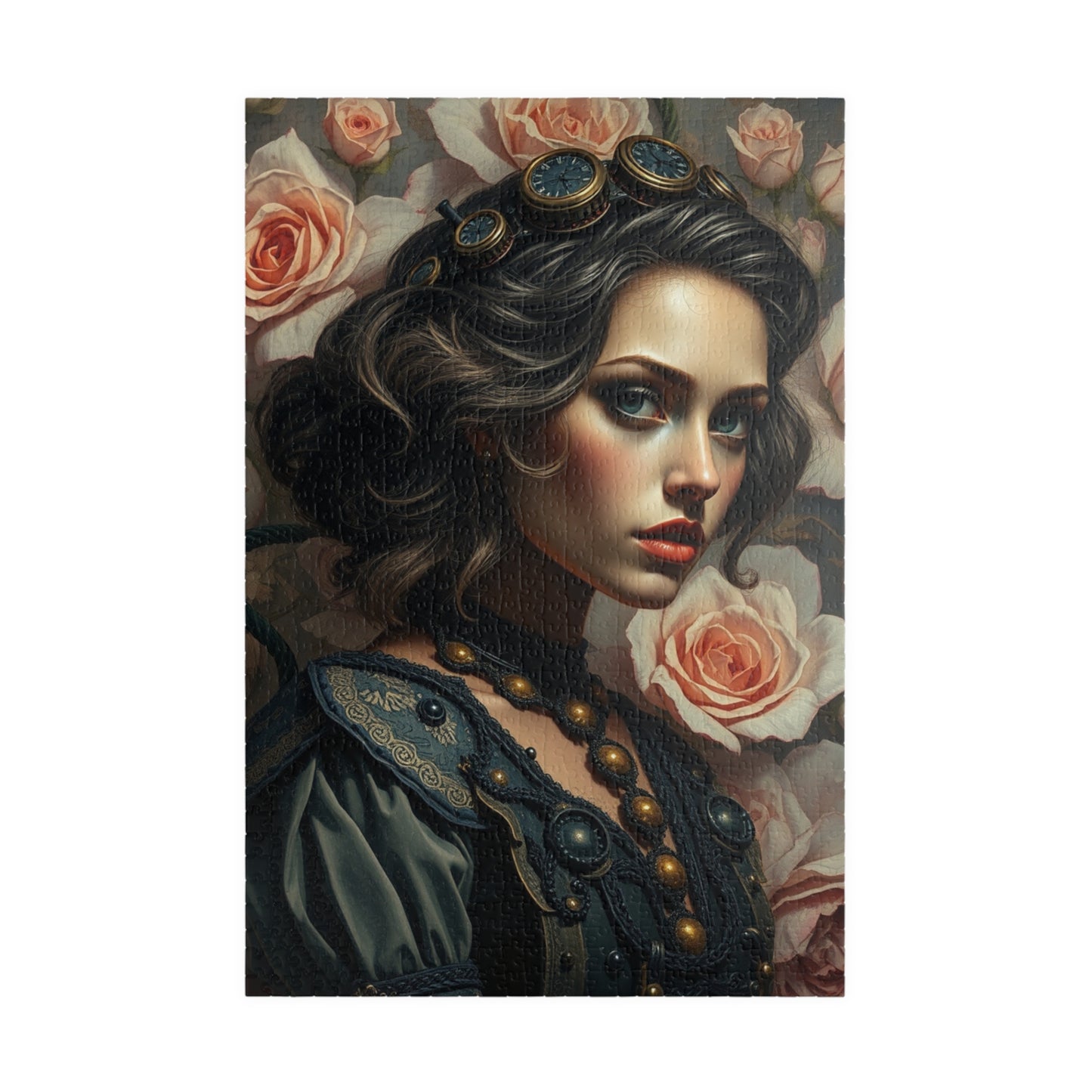 Beautiful Floral Portrait Puzzle, 110-1014 Piece Steampunk Design Jigsaw Game, Unique Gift for Art Lover Puzzle Enthusiast, Family Activity 1014 pcs (Vertical) Puzzle The Puzzle Chest