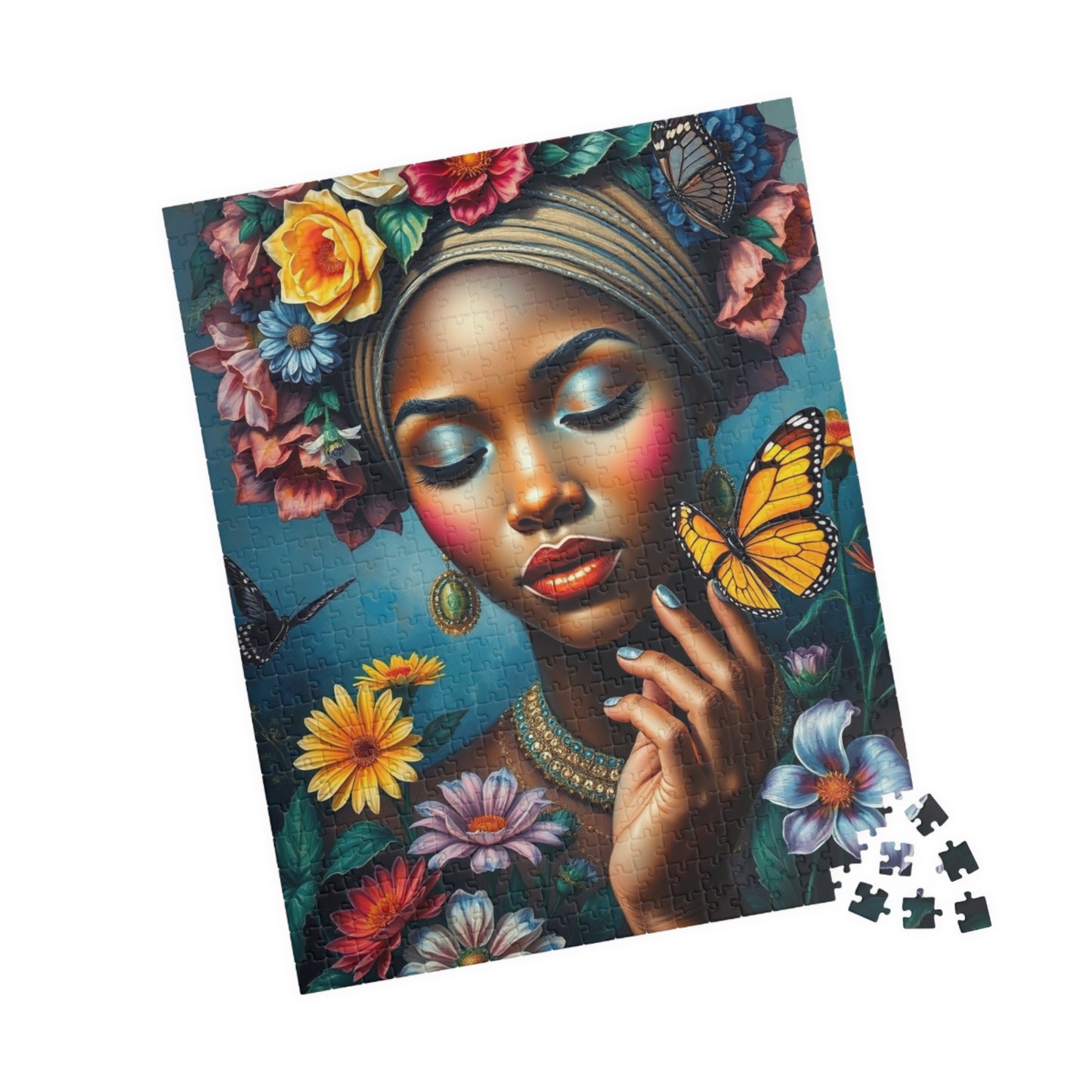 Flower Goddess Puzzle - African American Woman Jigsaw Game, Mindfulness Activity, Solo or Family Fun, Indoor Entertainment, Afrocentric Gift Puzzle The Puzzle Chest