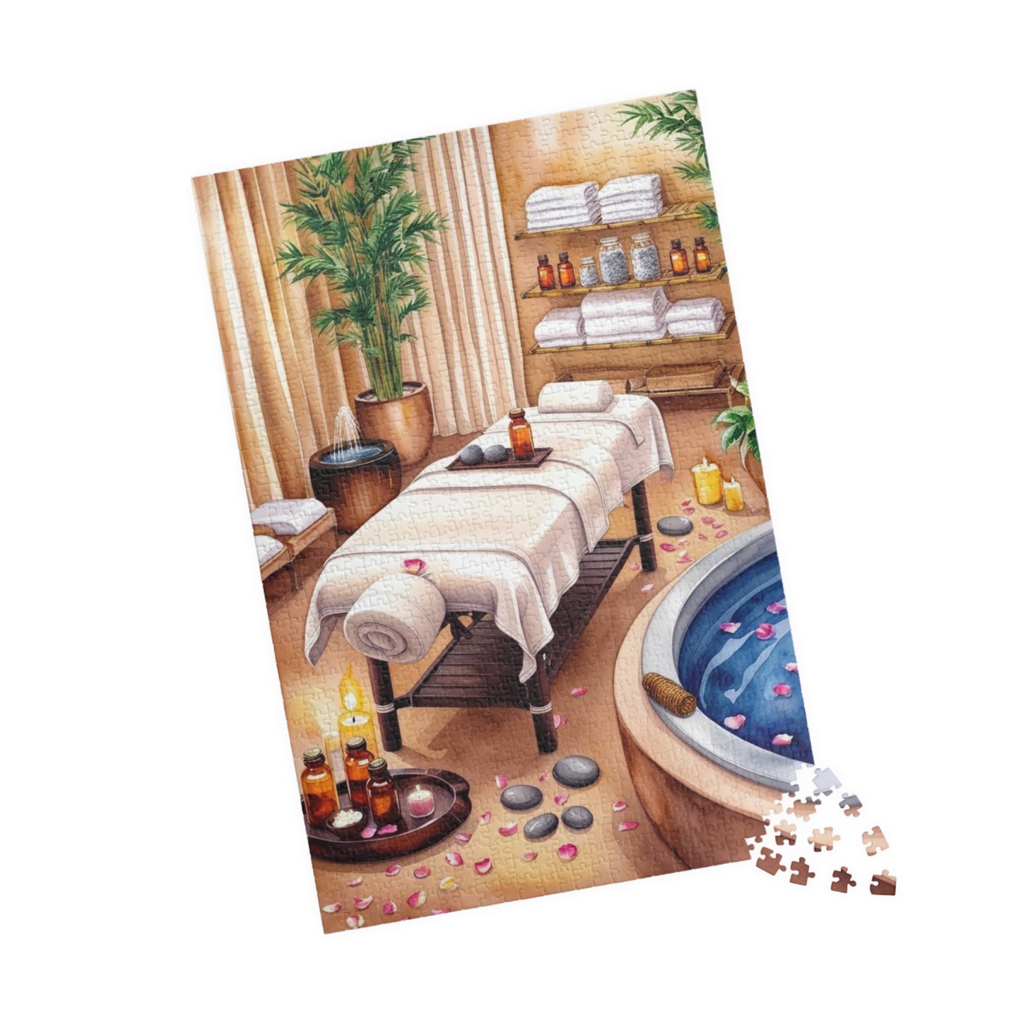 Relaxing Spa Retreat Puzzle, Serene Wellness Escape Scene Adult Jigsaw Game, Solo Fun or Family Entertainment, Mindful Puzzle Lover Gift Puzzle The Puzzle Chest