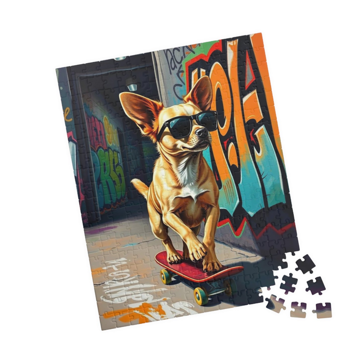 Cool Skateboarding Dog Puzzle - Pop Art Jigsaw Game, Gift for Dog Lover, Family Game Night, Indoor Activity Brain Teaser Puzzle The Puzzle Chest