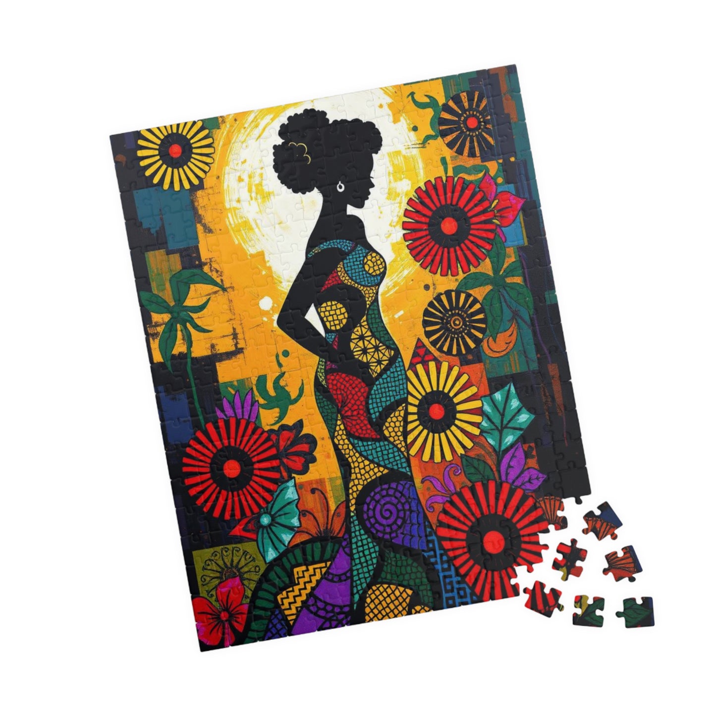 Colorful Lady Silhouette Puzzle - Black Art Inspired Jigsaw Game, Unique Afrocentric Gift for Friends, Family Game Nights, Mental Exercise Puzzle The Puzzle Chest