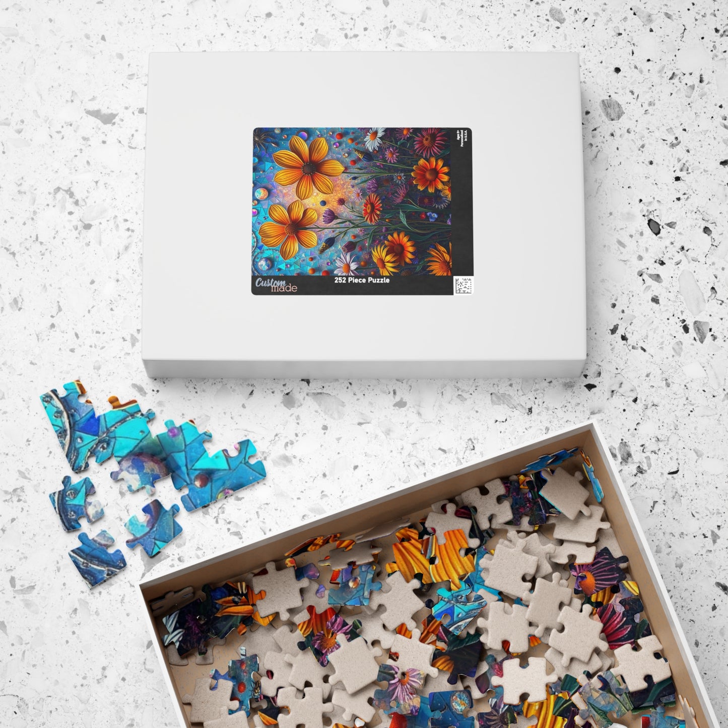 Colorful Floral Mosaic Puzzle - 110, 252, 520, 1014-piece | Flower Lover Gift, Family Bonding Activity, Puzzle Game Night, Frameable Art Puzzle The Puzzle Chest