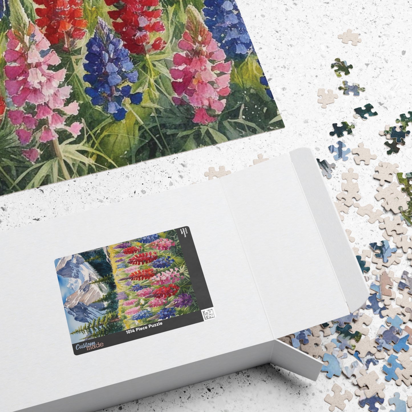 Floral Wildflower Puzzle, Landscape Alpine Meadow Jigsaw - Indian Paintbrush, Lupines, Snow-Capped Mountains, Fun Family Activity Game Night Puzzle The Puzzle Chest