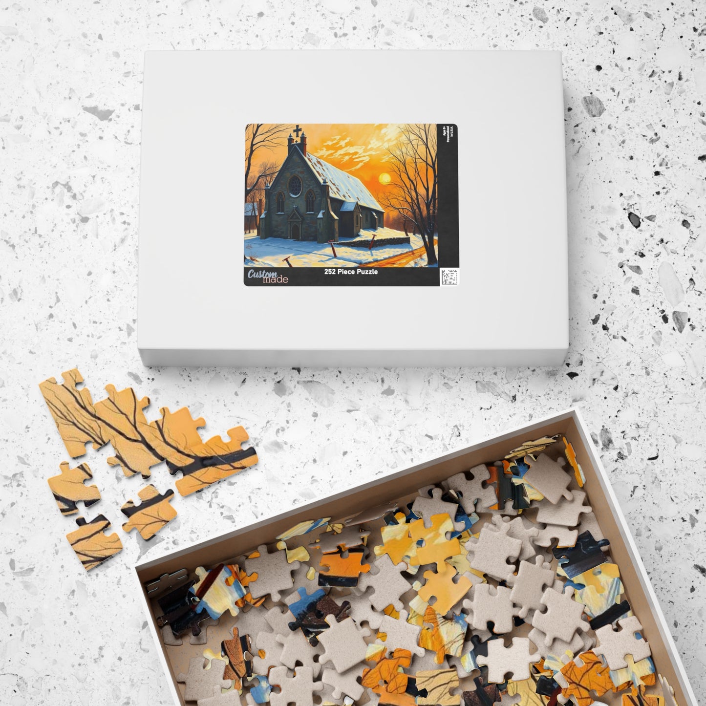 Twilight Cathedral Jigsaw Puzzle - Mystical Winter Chapel, Gothic Art Print, Dark Fantasy Art Gift for Puzzle Enthusiasts, Holiday Activity Puzzle The Puzzle Chest