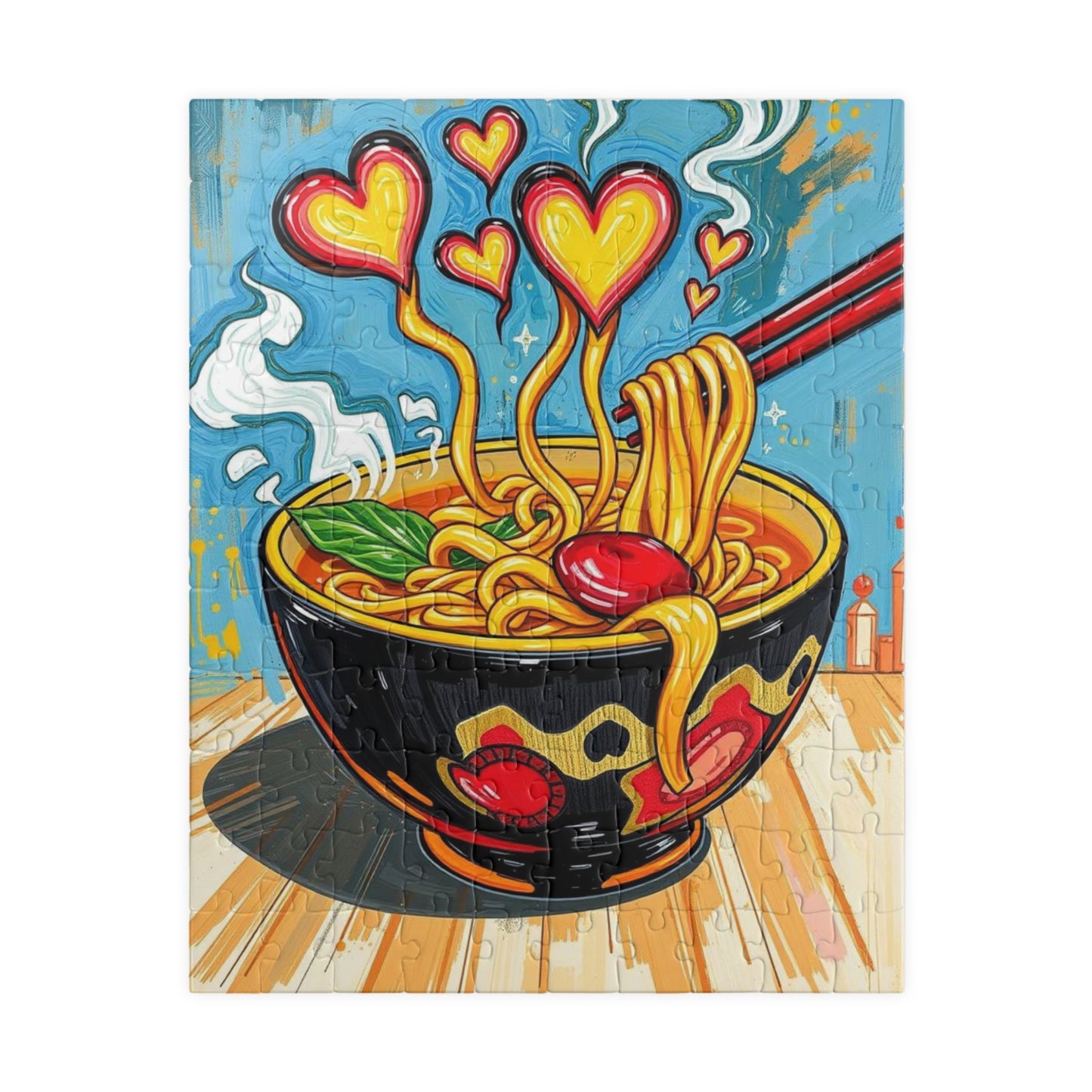 Heartfelt Noodle Puzzle, 110-1014 Piece Pop Art Jigsaw Puzzle for Fun Family Game, Cozy Night In, Unique Gift Idea for Holiday Birthday 110 pcs (Vertical) Puzzle The Puzzle Chest