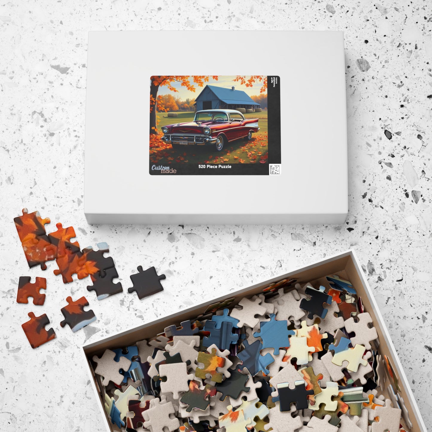 Autumn Vintage Car Puzzle, Nostalgic 1957 Chevy Bel Air Jigsaw Game, Gift for Friend Retro Car Enthusiast, Mindfulness Activity Brain Teaser Puzzle The Puzzle Chest