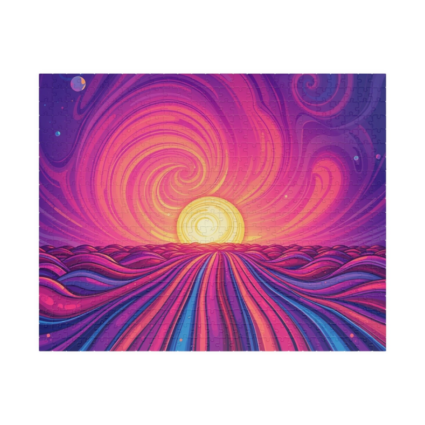 Abstract Sunrise Jigsaw Puzzle, Swirling Sun Illustration, Colorful Horizon for Puzzle Lovers Art Enthusiasts Hobbyists, Best Unique Gift 520 pcs (Horizontal) Puzzle The Puzzle Chest