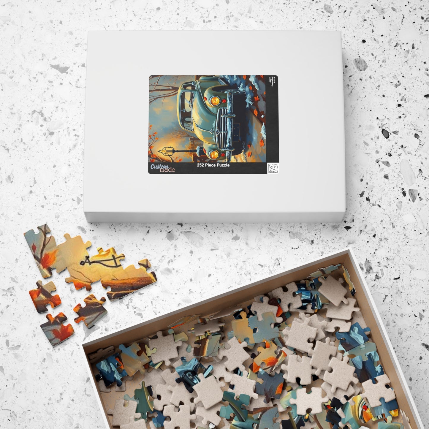 Winter Vintage Car Puzzle - Nostalgic Family Fun, Great Gift for Car Lovers, Indoor Activities, Rainy Day Entertainment