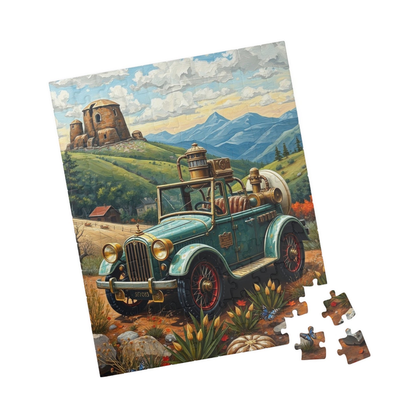 Retro Steampunk Car Puzzle 110, 252, 520, 1014-piece Jigsaw Game for Art Lovers, Family Fun, Holiday or Birthday Gift for Adults Puzzle The Puzzle Chest