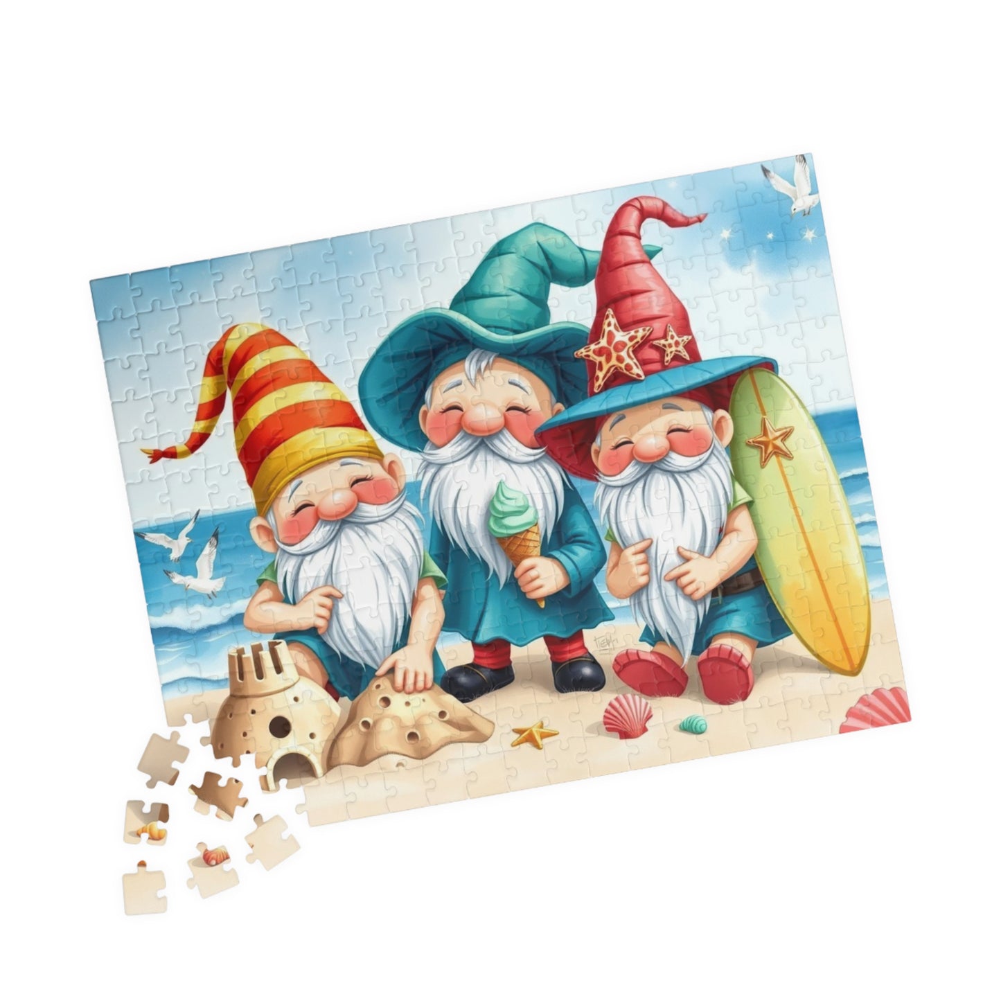 Vacation Beach Gnomes Puzzle - Summer Themed Jigsaw Game 252 pcs (Horizontal) Puzzle The Puzzle Chest