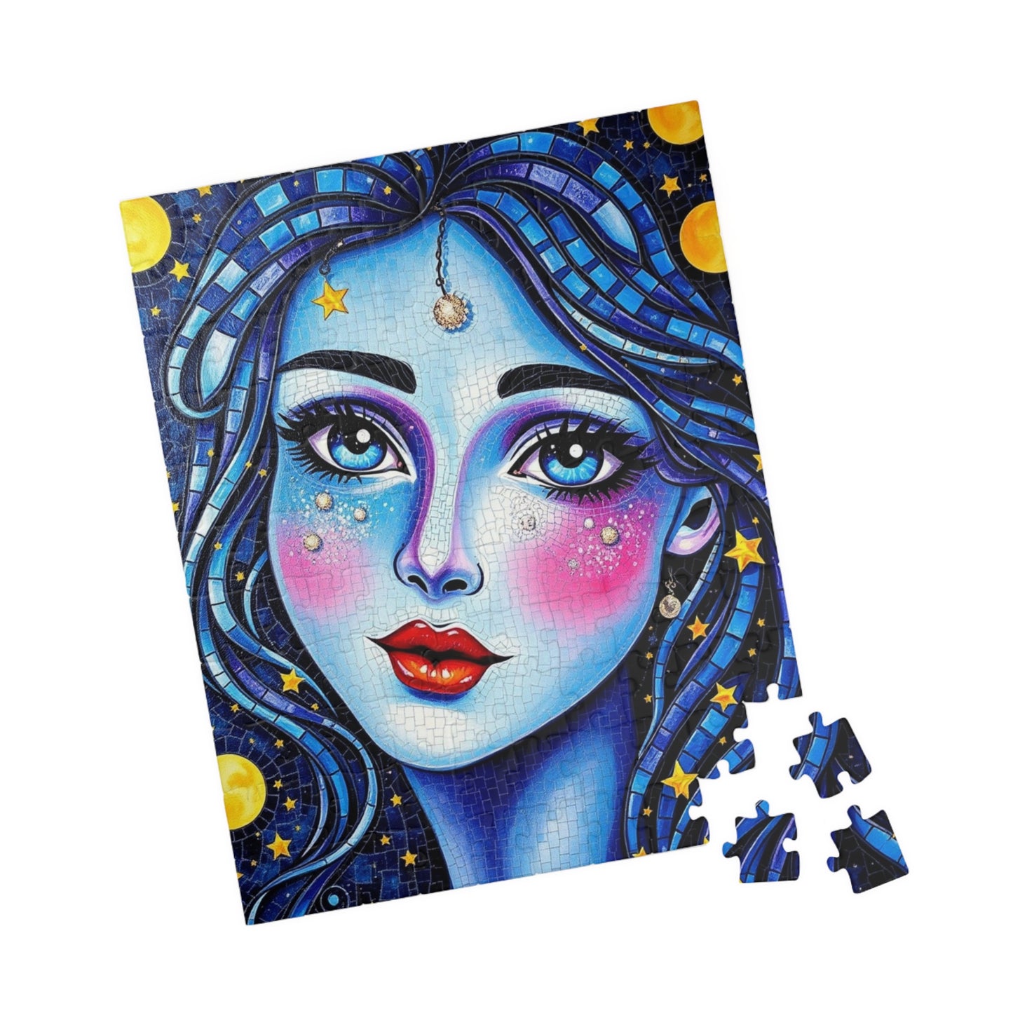 Mosaic Portrait Celestial Woman Puzzle | 110-1014 Piece Stars and Planets Jigsaw Game, Starry Night Artwork, Gift for Puzzle Lovers, Mindful Puzzle The Puzzle Chest