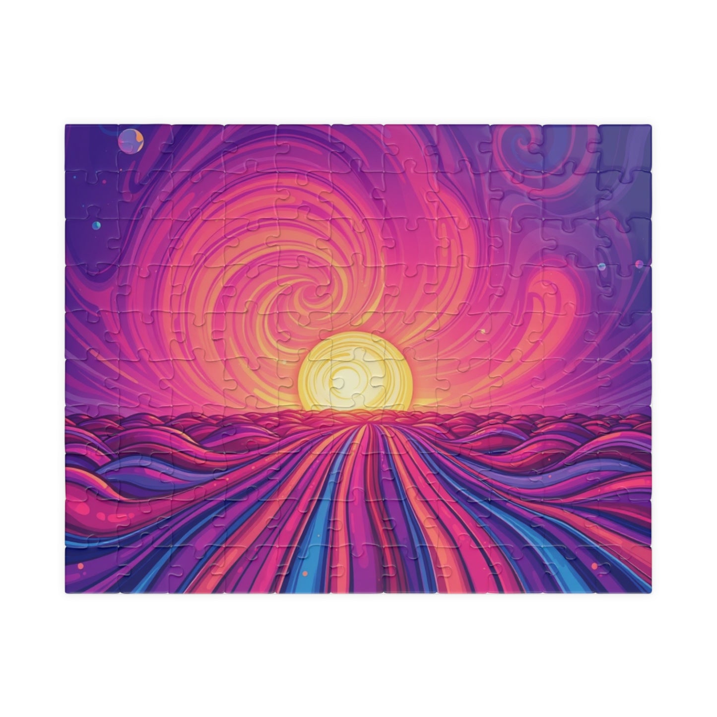 Abstract Sunrise Jigsaw Puzzle, Swirling Sun Illustration, Colorful Horizon for Puzzle Lovers Art Enthusiasts Hobbyists, Best Unique Gift 110 pcs (Horizontal) Puzzle The Puzzle Chest