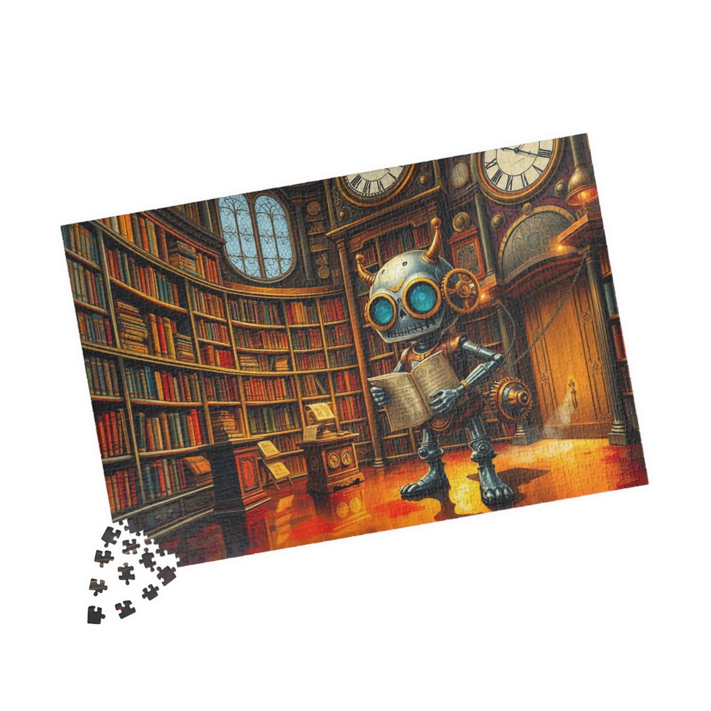 Steampunk Robot Puzzle, Vintage Library Jigsaw Game for Adult Home Entertainment, Holiday Birthday Gift for Puzzle Lover, Family Game Night Puzzle The Puzzle Chest