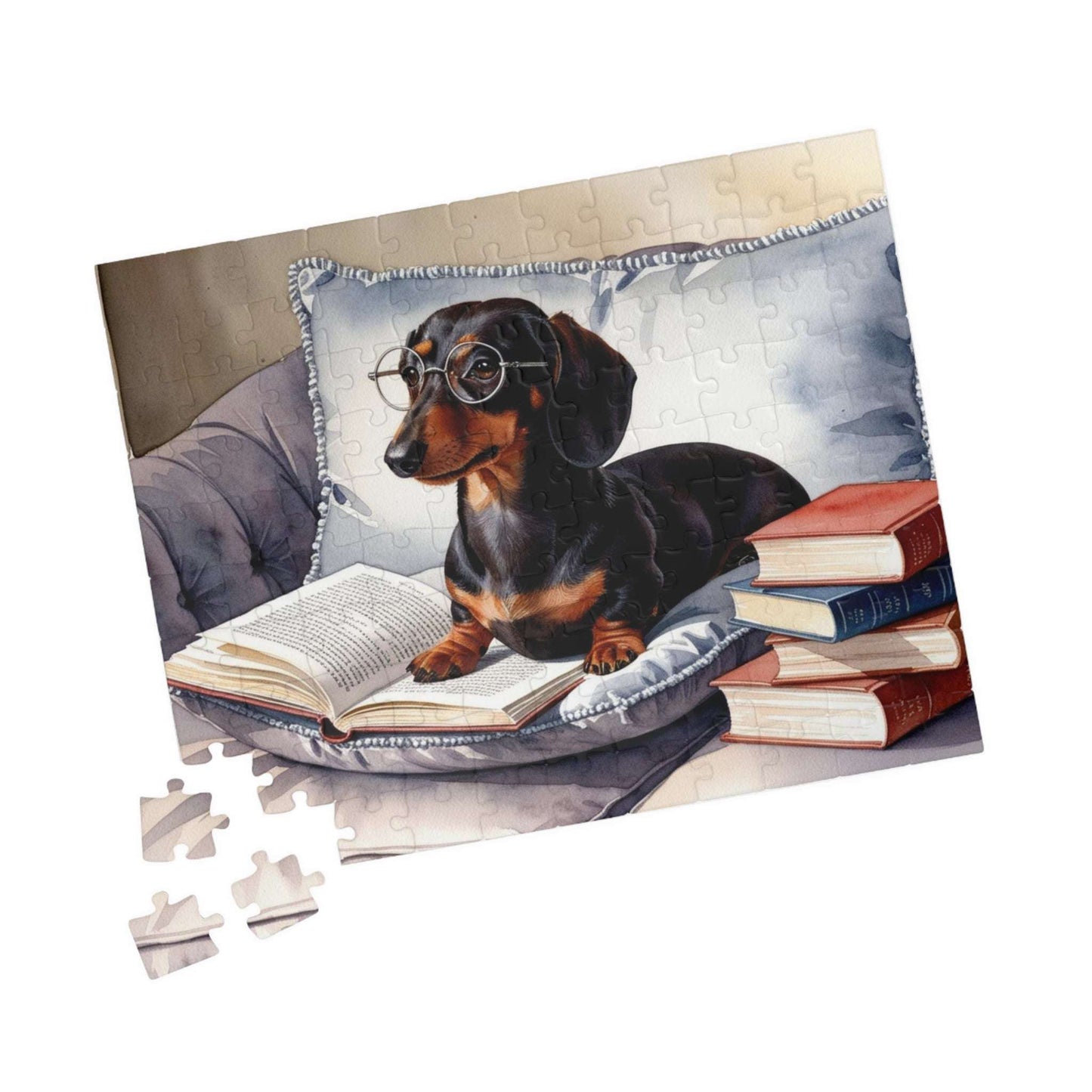 Dachshund Book Lover Puzzle - Cozy Pet Puzzle for Dog Lovers, Family Game Night, Gift for Bookworms, Fun Indoor Activity, Relaxing Gift Puzzle The Puzzle Chest