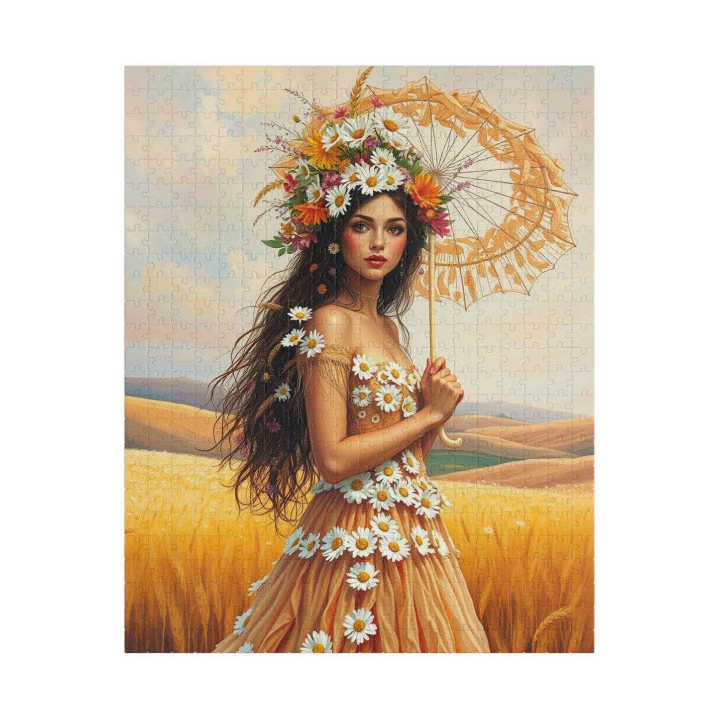 Lady of the Golden Fields - Summer Wildflower Fantasy Jigsaw Puzzle 520 pcs (Vertical) Puzzle The Puzzle Chest