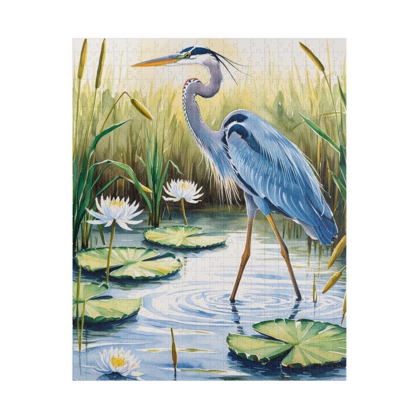 Jigsaw Puzzle, Animal Bird Puzzle, Heron Reflection, Shimmering Evening Light, Relaxing Activity, Mindfulness Game, Family Entertainment 520 pcs (Vertical) Puzzle The Puzzle Chest
