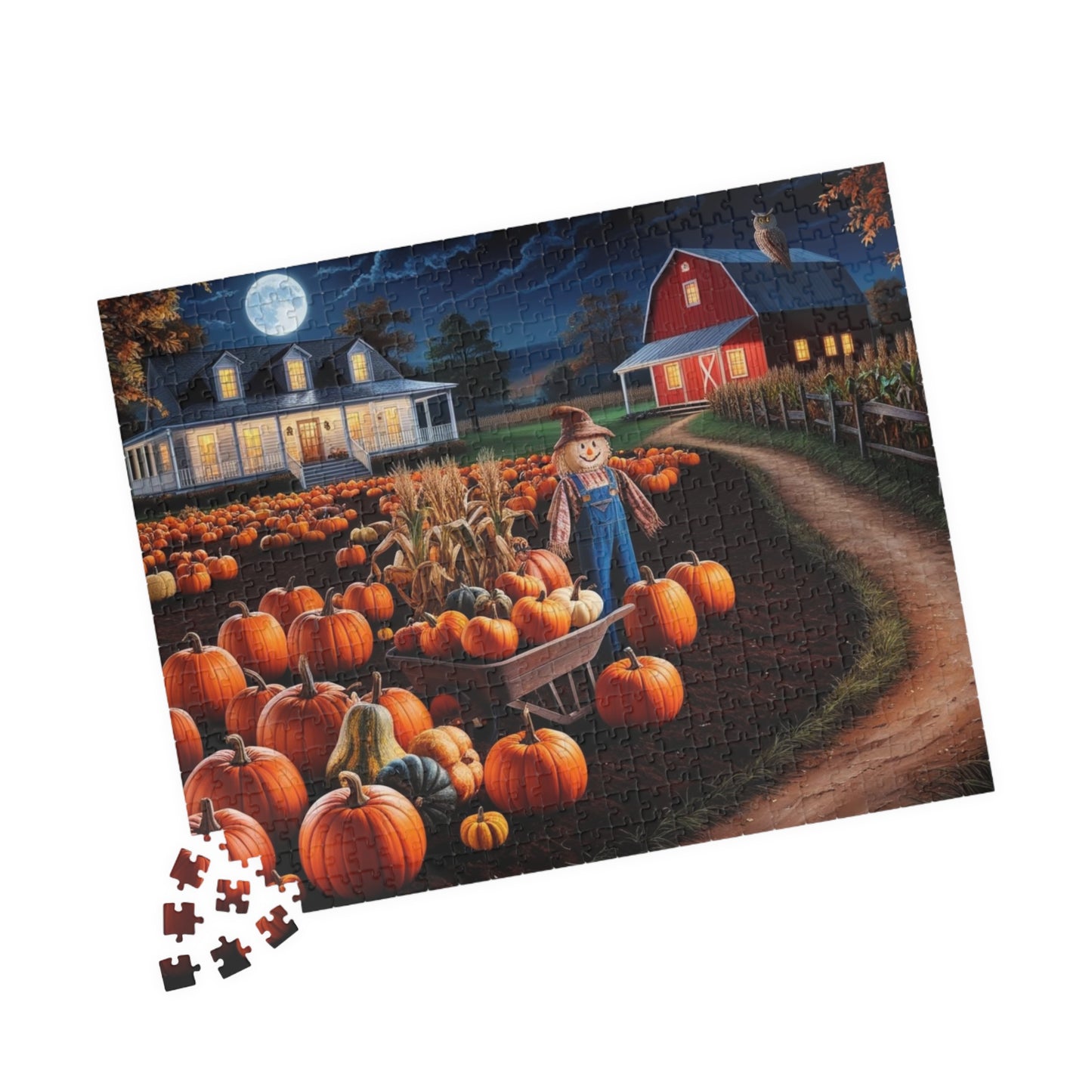 Harvest Pumpkin Scarecrow Puzzle | Fall Decor Puzzle | 110, 252, 520, 1014 Pieces | Family Fun | Autumn Activity, Halloween Puzzle, Puzzle The Puzzle Chest