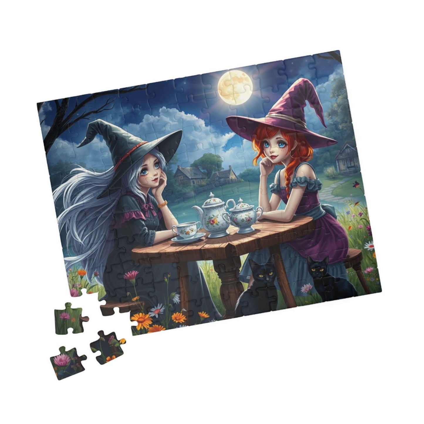Magical Tea Time Puzzle, Enchanting Puzzle Art, Halloween Witch-Themed Jigsaw Game, Family Night, Fantasy Gift for Puzzle Lover Puzzle The Puzzle Chest