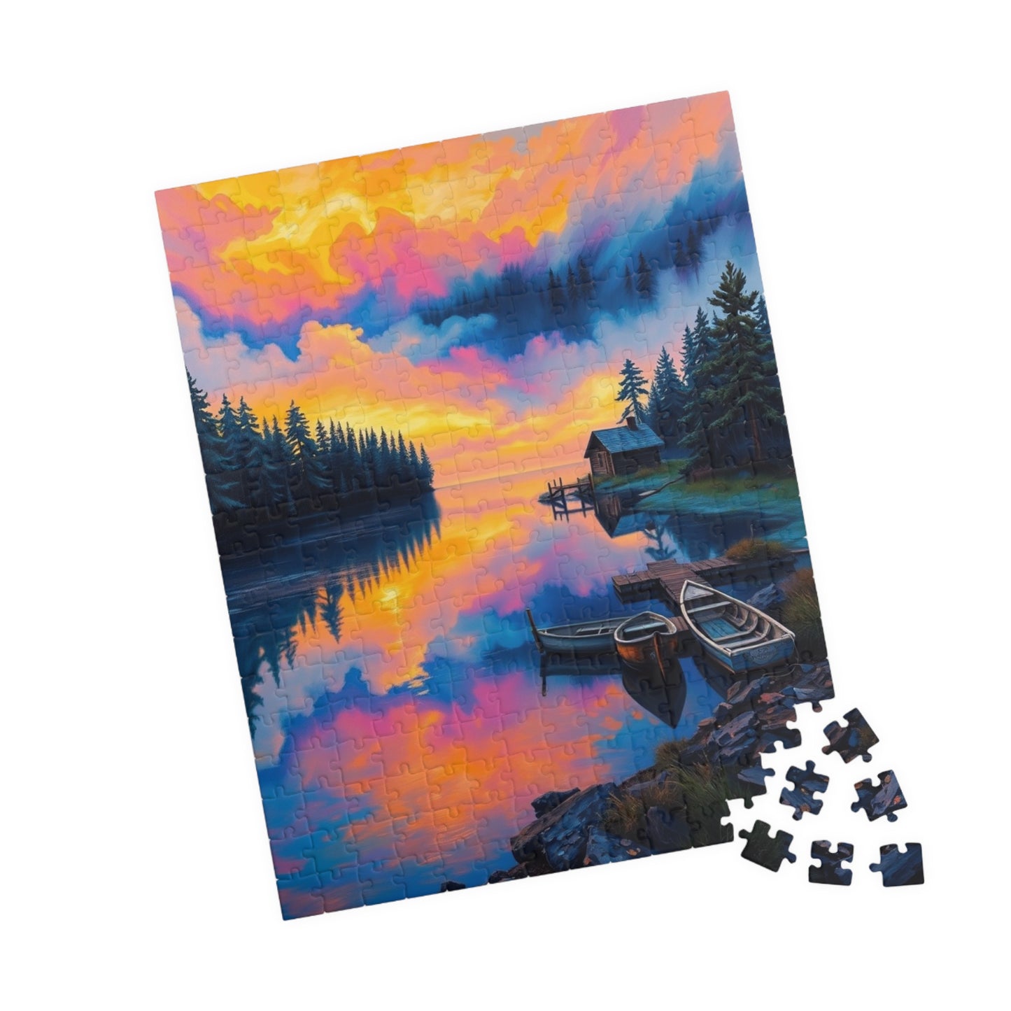Scenic Puzzle with Colorful Lake Reflection, Nature Lovers Gift, Mindful Hobby, Family Game Night, Unique Home Decor Puzzle The Puzzle Chest