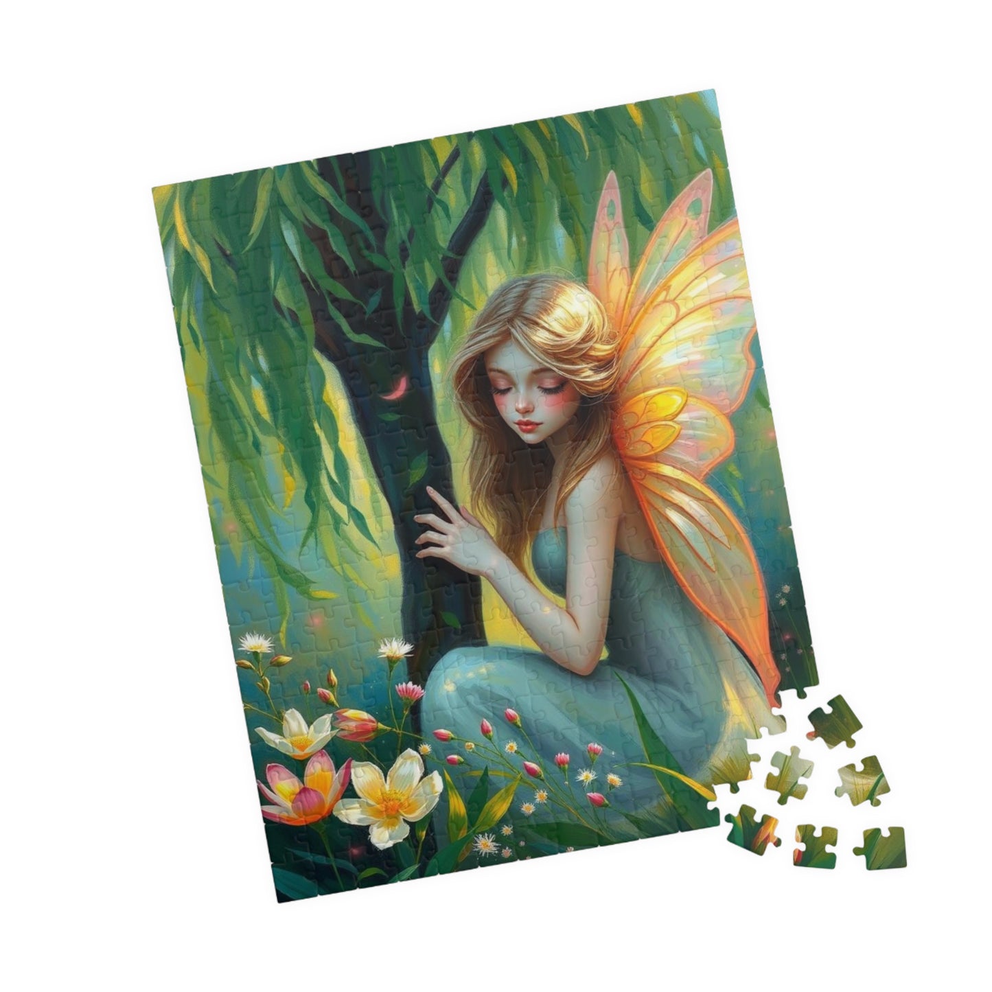Fairy Under the Willow Jigsaw Puzzle - Enchanting Spring Garden Scene, Perfect for Adult Puzzle Lover, Gift for Friends, Family or Solo Fun
