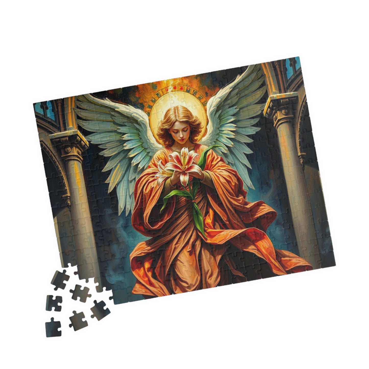 Divine Messenger Jigsaw Puzzle, Angel Artwork, Gothic Art Print, Elegant Puzzle for Adults, Holiday Birthday Gift for Friend Indoor Activity Puzzle The Puzzle Chest
