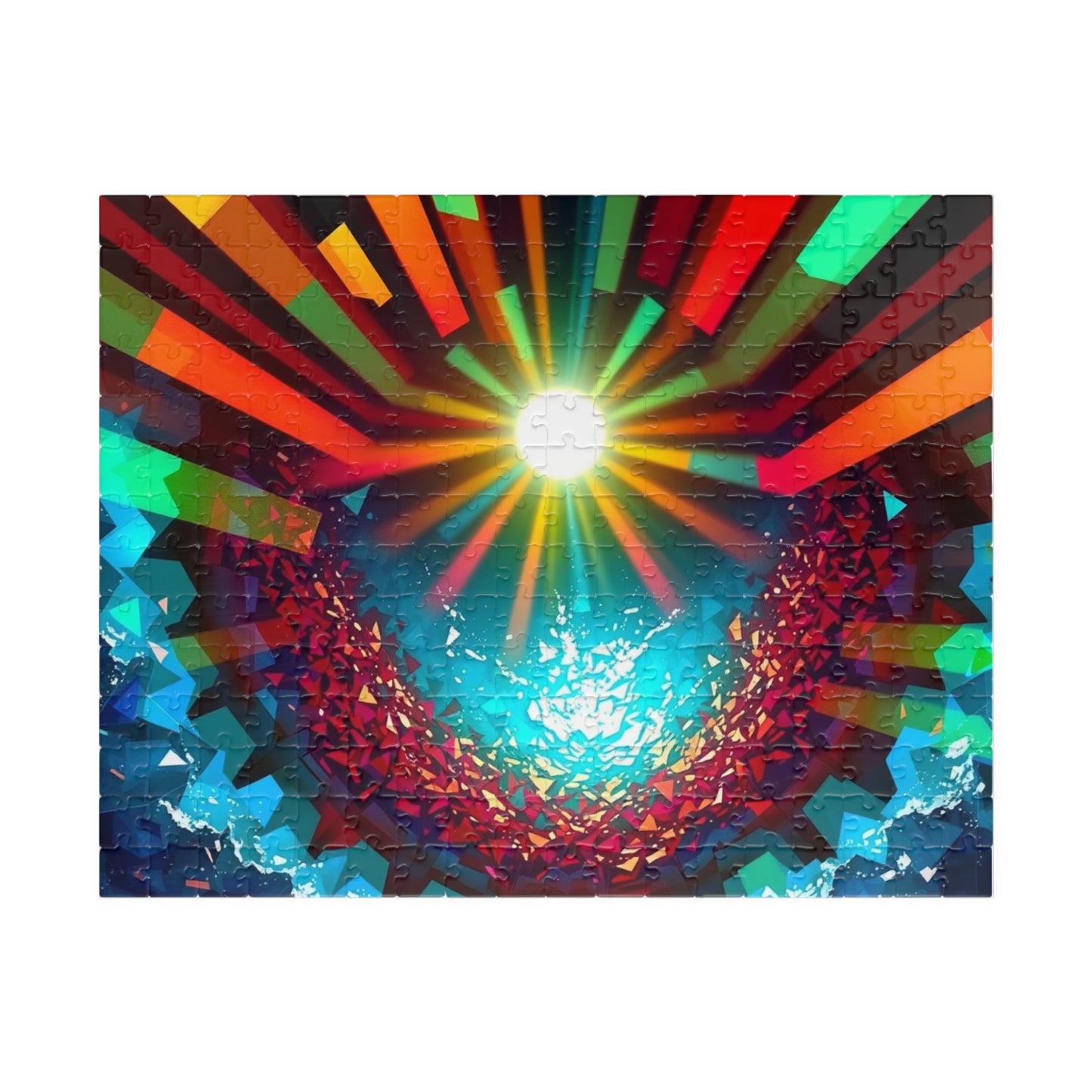 Abstract Horizon Jigsaw Puzzle (110-1014 Piece), Rising Sun Modern Art Illustration, Challenging Brain Teaser, Puzzle Lover Gift, Fun Hobby 252 pcs (Horizontal) Puzzle The Puzzle Chest