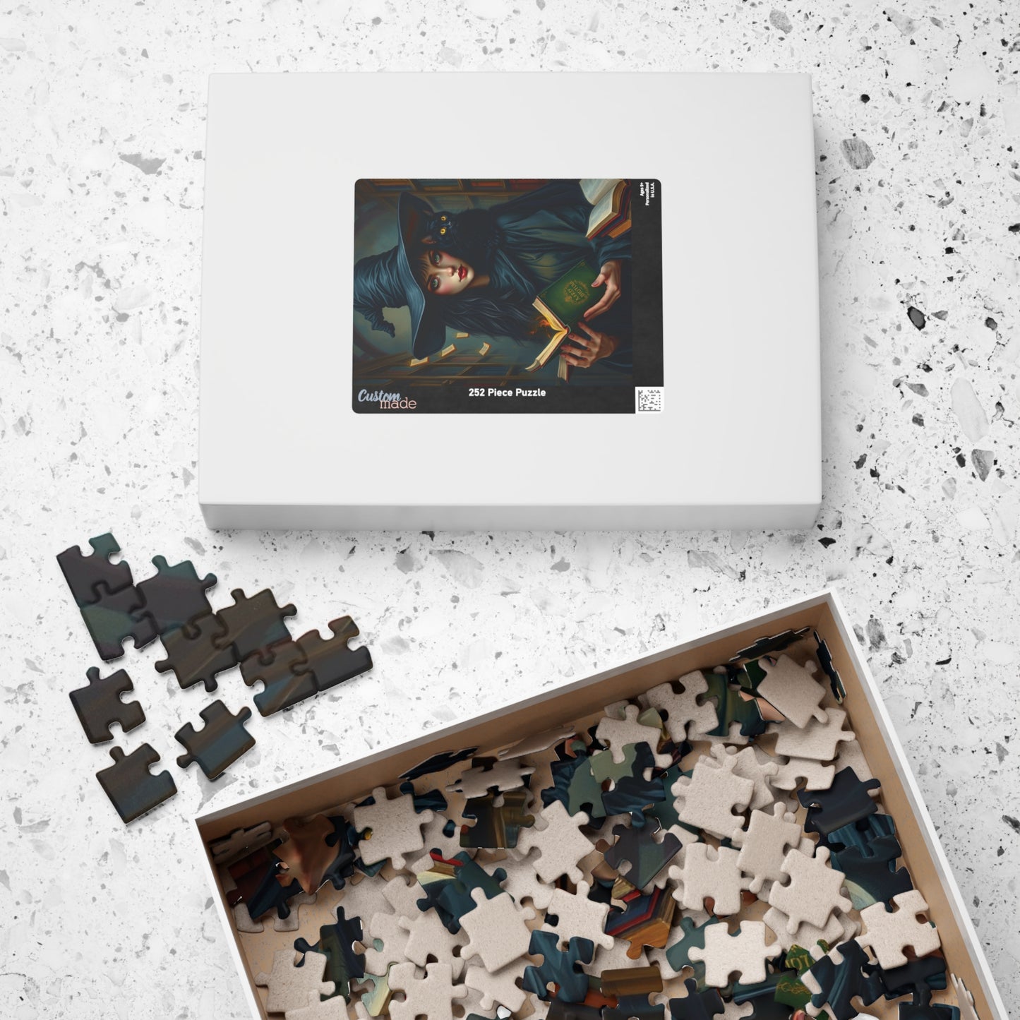 Gothic Witch Puzzle, 110, 252, 520, 1014-Piece Black Cat Dark Library Jigsaw Game for Adults, Halloween Decor, Unique Gift, Witchcraft Art Puzzle The Puzzle Chest