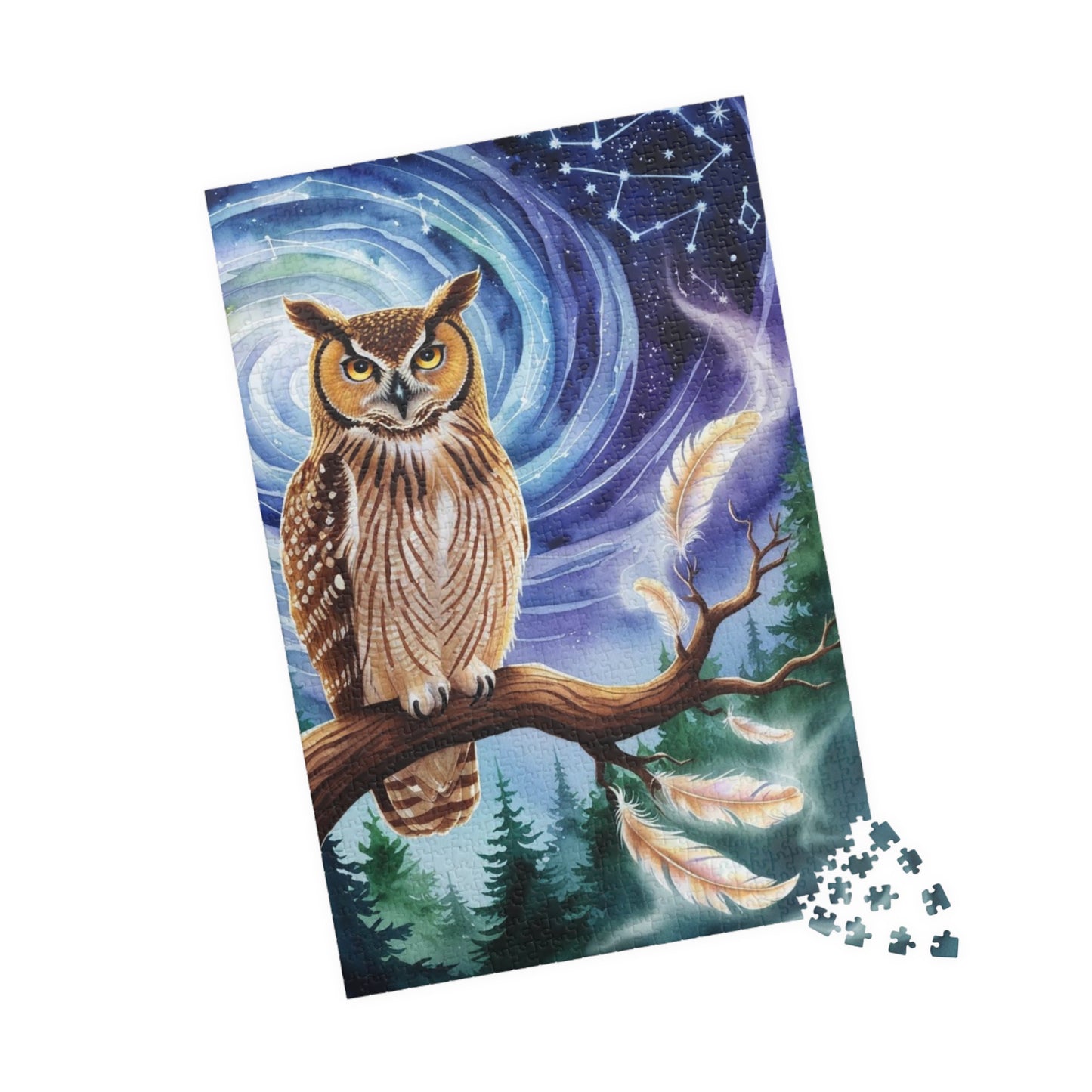 Jigsaw Puzzle, Great Horned Owl Constellation Scene, 110-1014 Pieces, Mystical Forest Nature Gift, Relaxing Hobby, Mindfulness Activity, Puzzle The Puzzle Chest