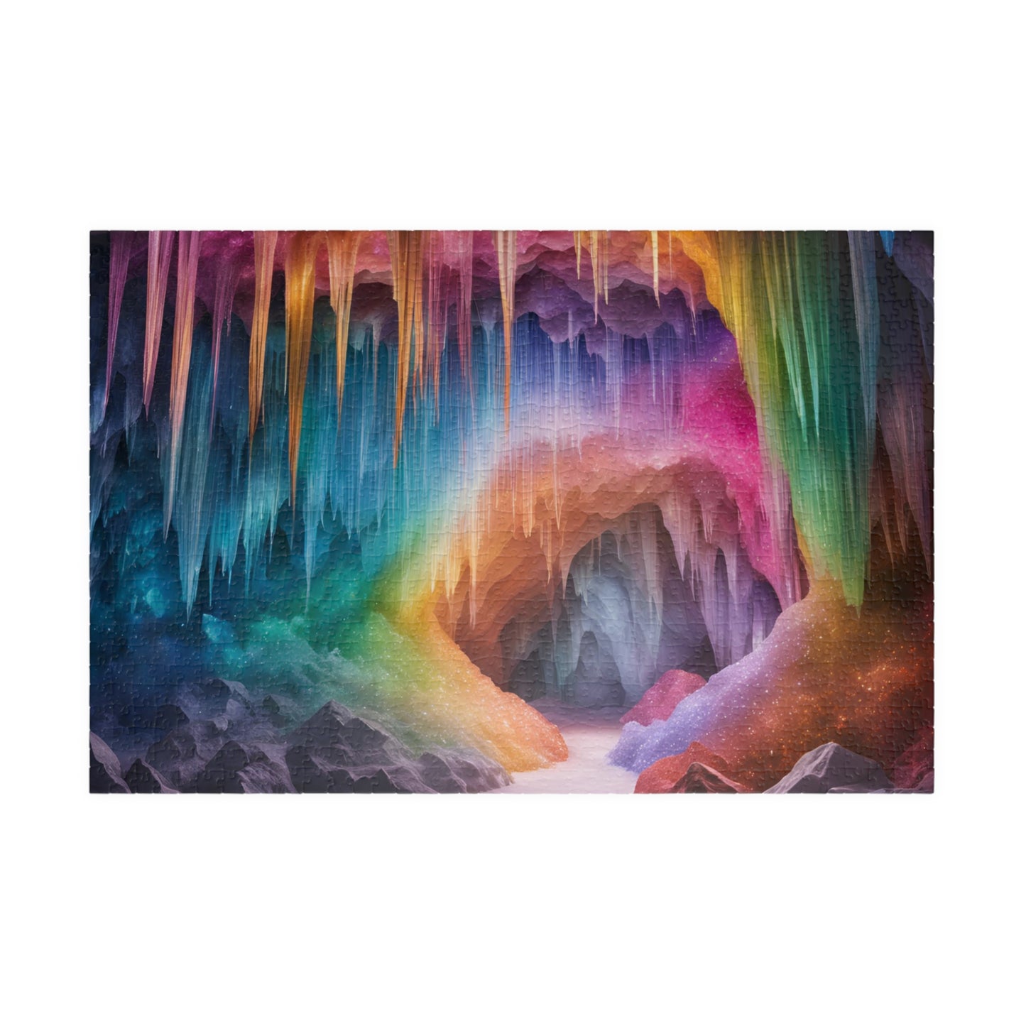 Crystal Craven Trippy Puzzle, Colorful Fantasy Mystical Rainbow Cave Scene, Challenging Jigsaw Game, Fun Family Activity, Meditation Tool 1014 pcs (Horizontal) Puzzle The Puzzle Chest