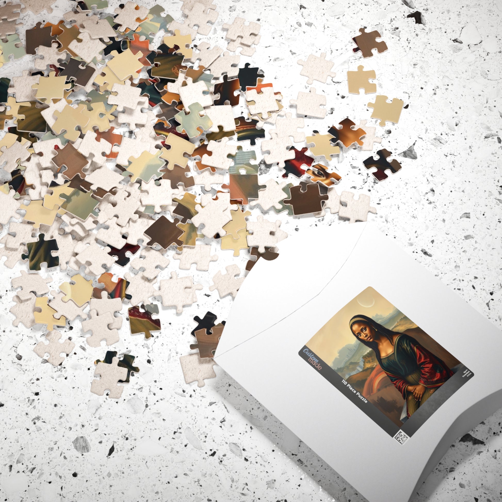 African American Woman Mona Lisa-Inspired Puzzle, Rolling Hills and Cityscape Background Jigsaw Game, Mindful Activity, Puzzle Lover Gift Puzzle The Puzzle Chest