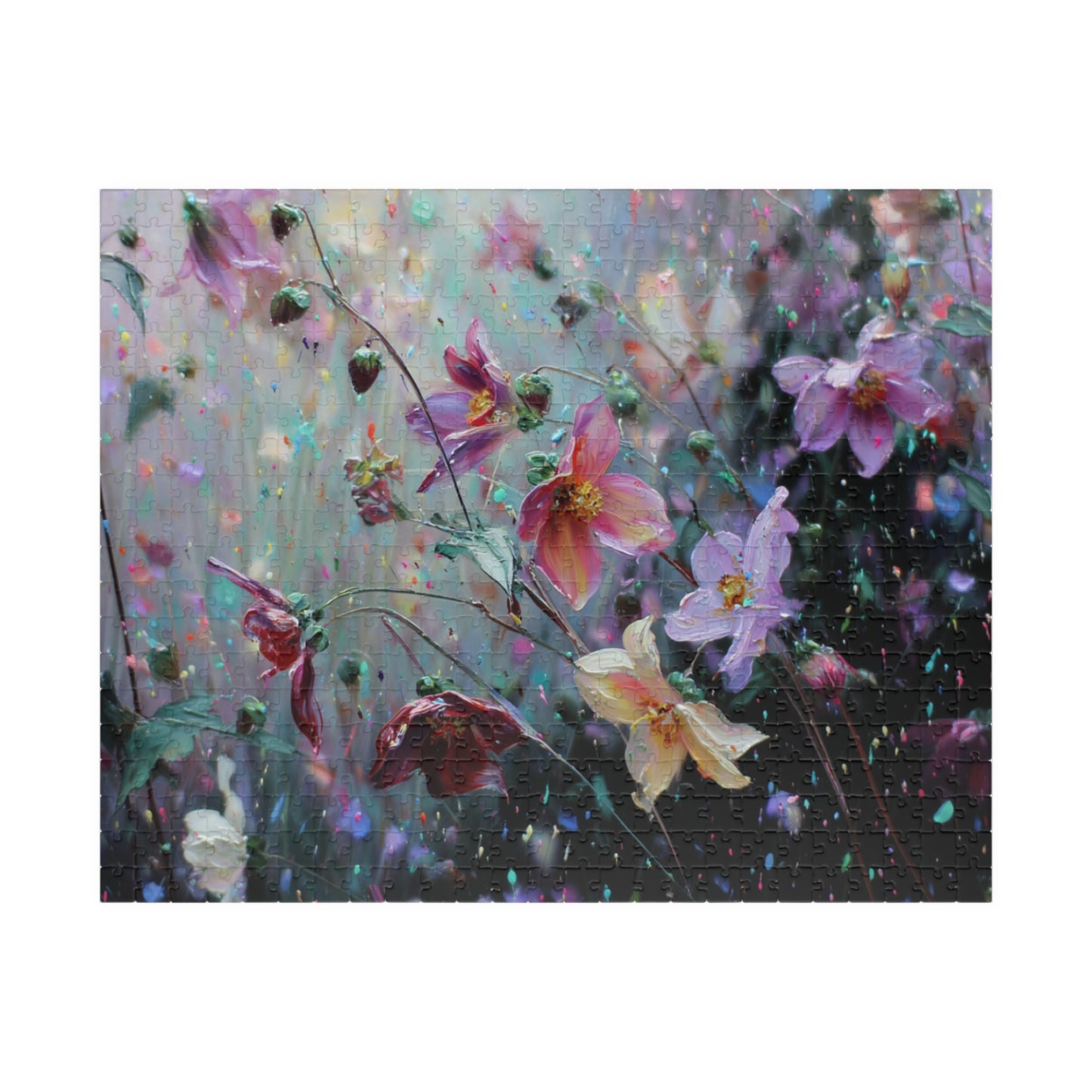Abstract Wildflower Jigsaw Puzzle - Ethereal Garden in Motion
