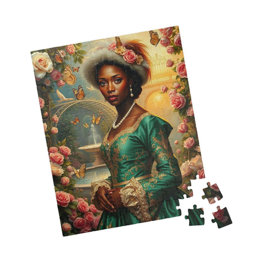 Floral Victorian Black Woman Jigsaw Puzzle, African American Lady Art, Afrocentric Artwork 110 pcs (Vertical) Puzzle The Puzzle Chest