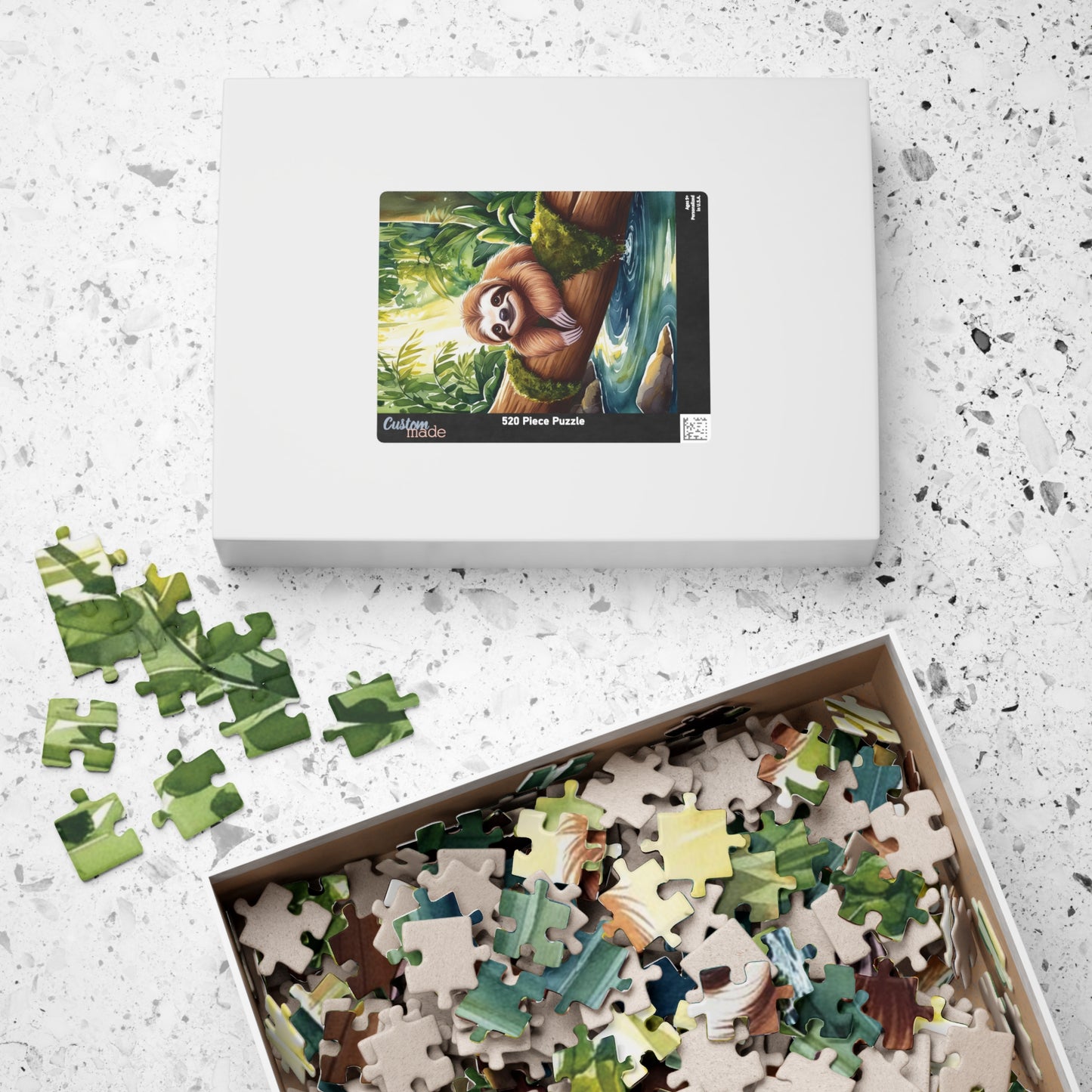 Jigsaw Puzzle, Relaxing Sloth Hanging Upside Down in Tropical Jungle, Puzzle for Nature Lovers, Rainforest Wildlife Game Night, Cute Puzzle The Puzzle Chest