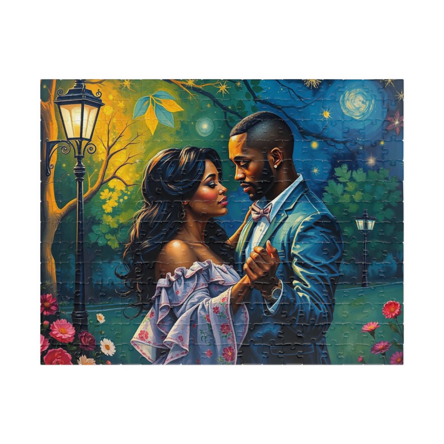 Romantic Black Couple Puzzle, Afro American Art Jigsaw Puzzle for Adult Home Entertainment, Family Night, Puzzle Lover Best Gift for Friends 252 pcs (Horizontal) Puzzle The Puzzle Chest