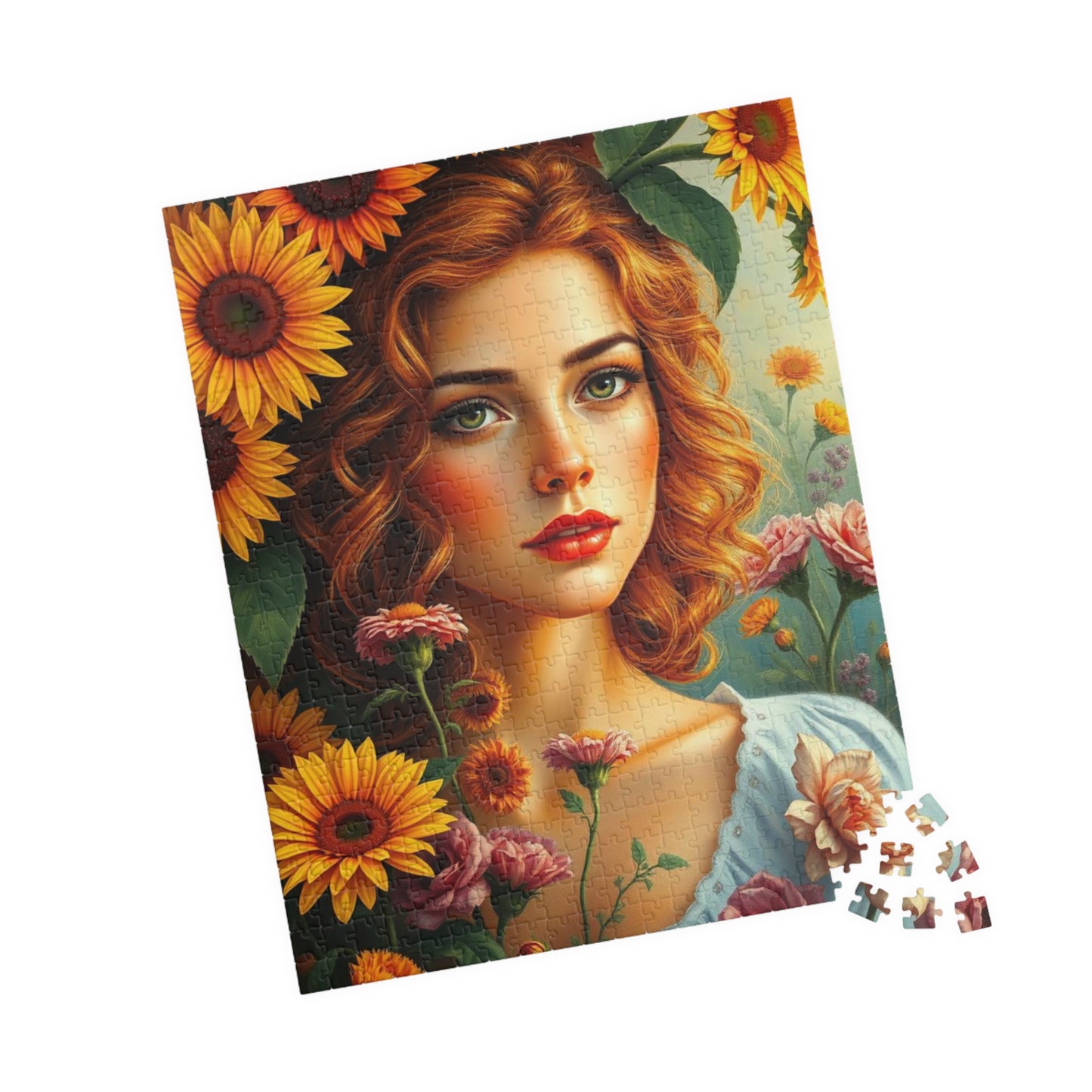 Sunflower Muse Jigsaw Puzzle for Adults, Woman Floral Portrait, Creative Hobby Puzzle Gift for Friends and Family, Fun Challenge Puzzle The Puzzle Chest