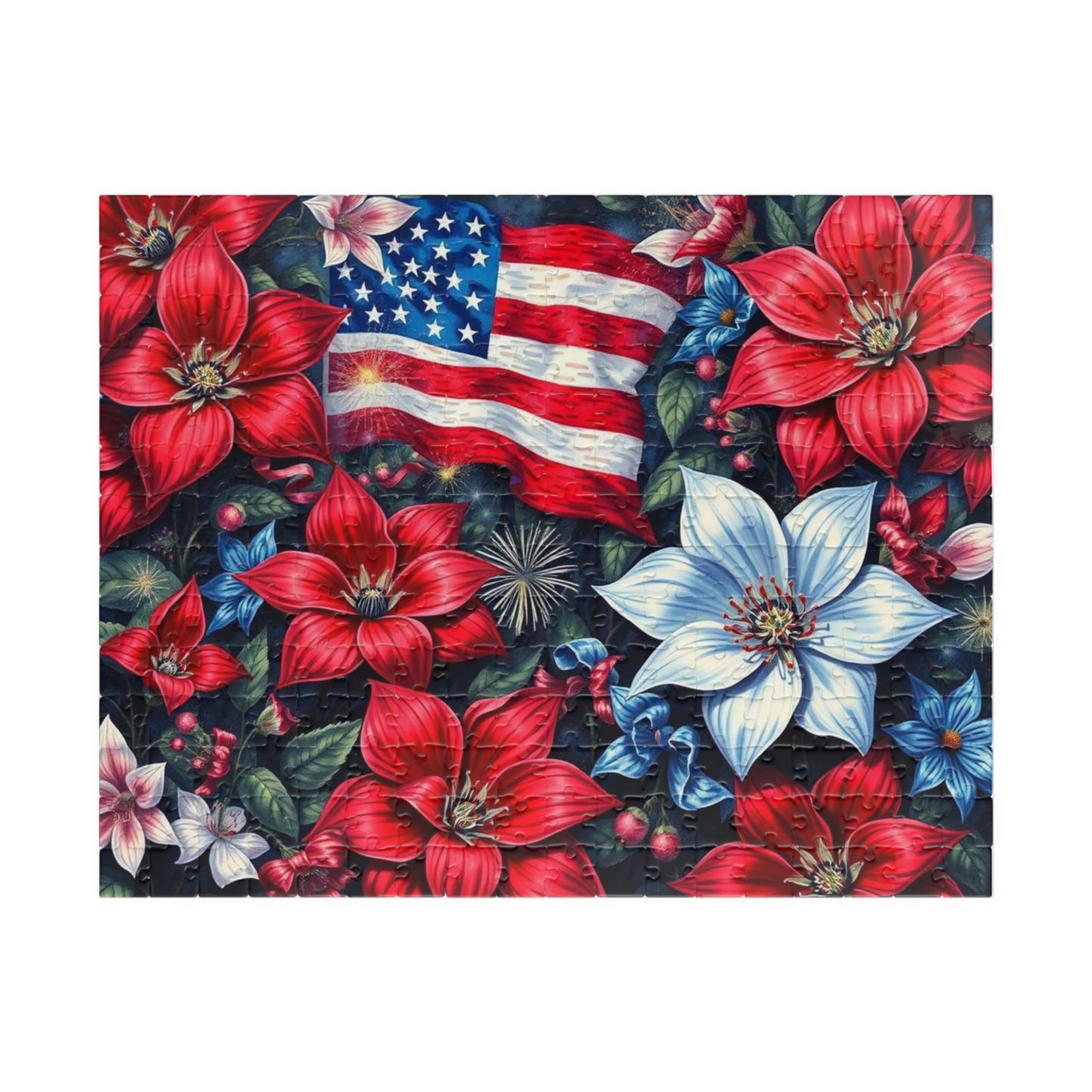 Garden of Liberty Jigsaw Puzzle, American Flag Patriotic Floral Game 110, 252, 520, 1014-piece, Family Game Night, Independence Gift for Him